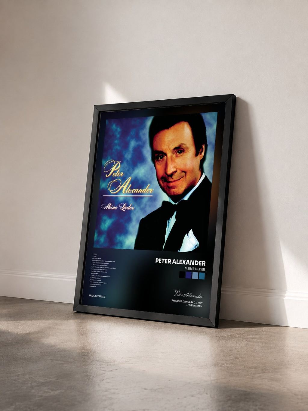 #noir Tableau de l'album Meine Lieder de Peter Alexander vu de trois quarts, cadre noir