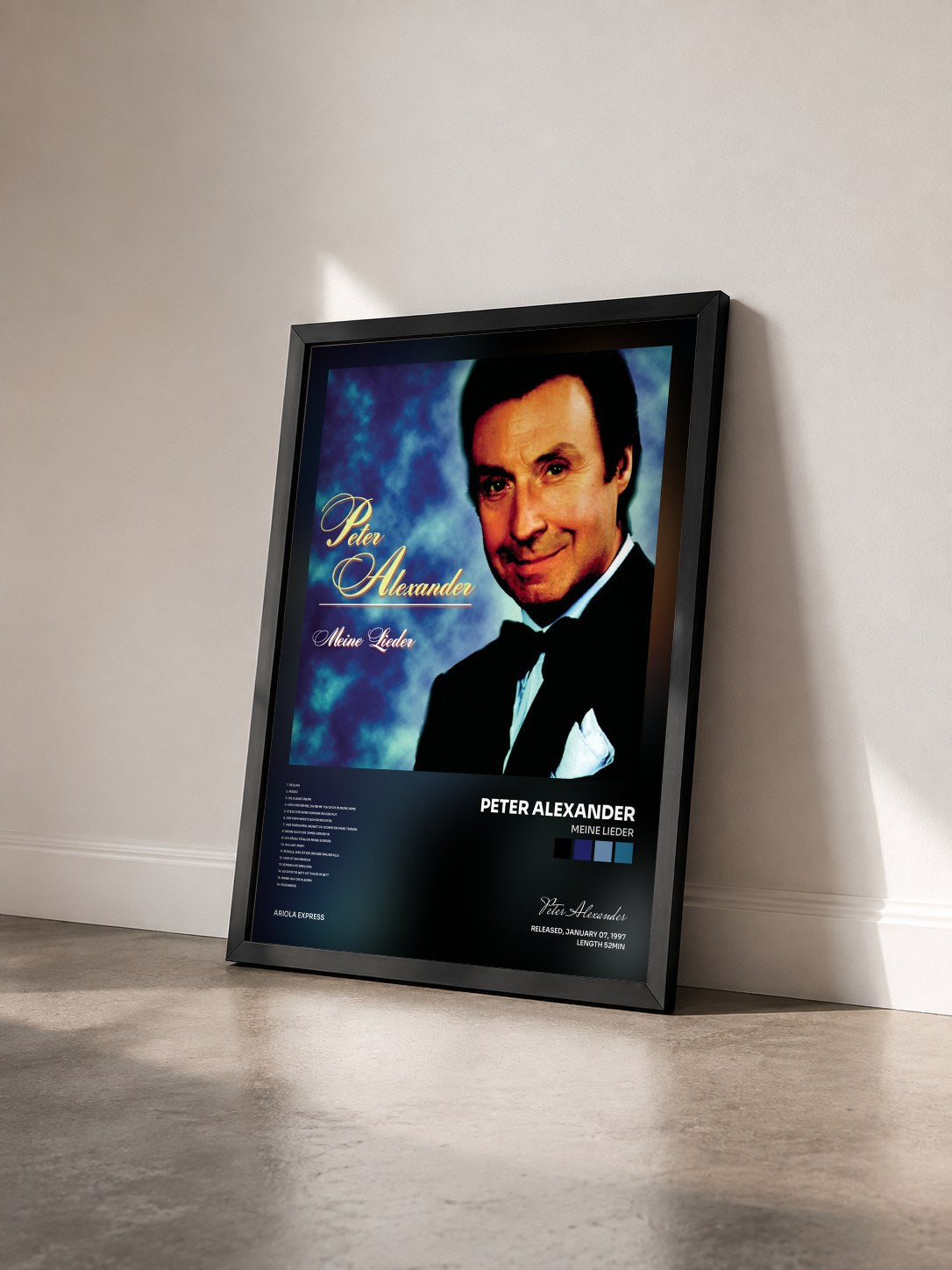 #noir Tableau de l'album Meine Lieder de Peter Alexander vu de trois quarts, cadre noir