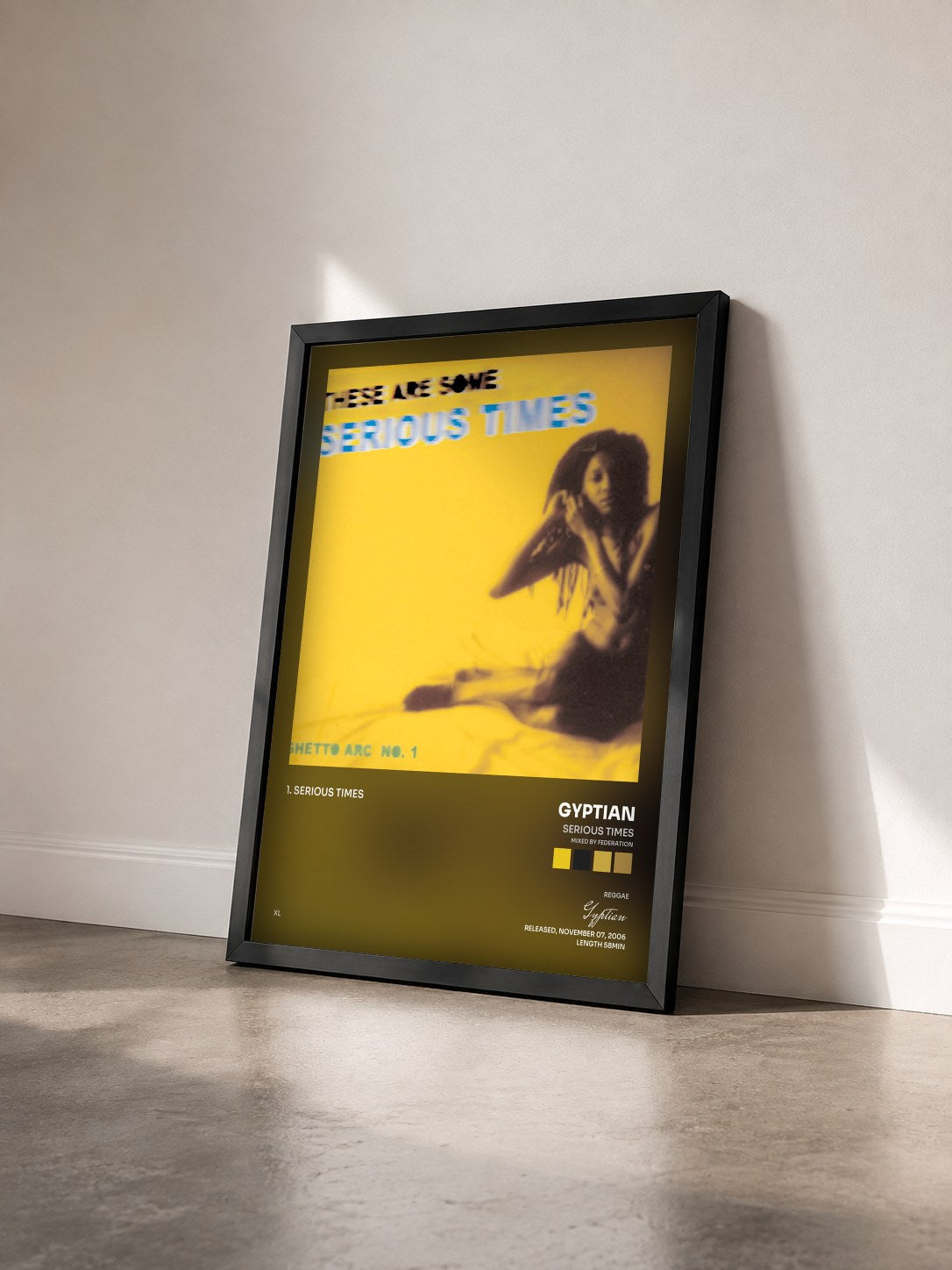 #noir Tableau de l'album Serious Times (Mixed by Federation) de Gyptian vu de trois quarts, cadre noir