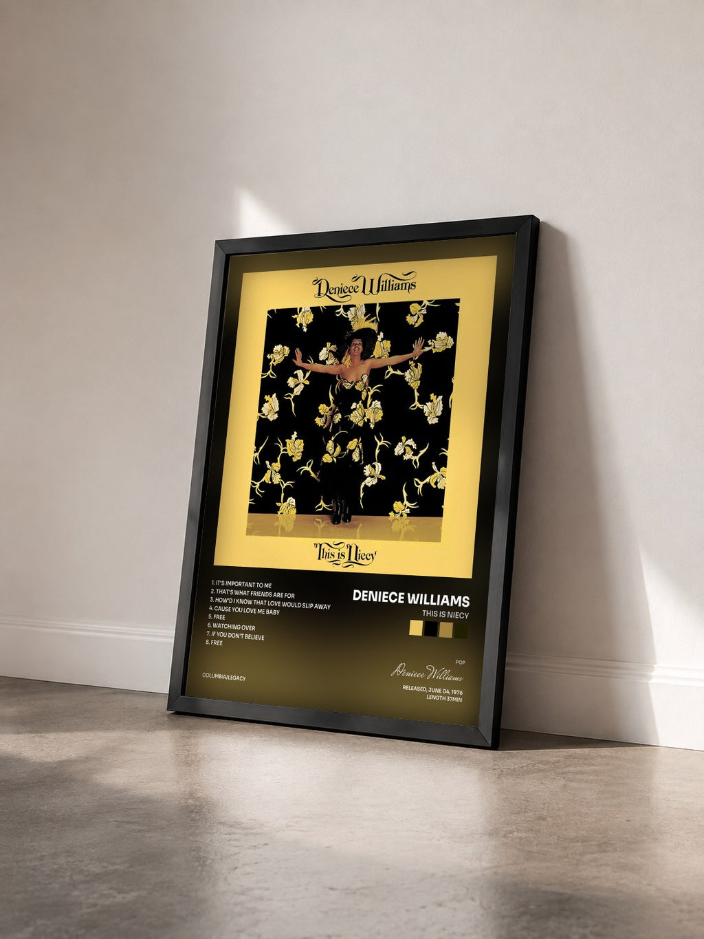 #noir Tableau de l'album This is Niecy de Deniece Williams vu de trois quarts, cadre noir