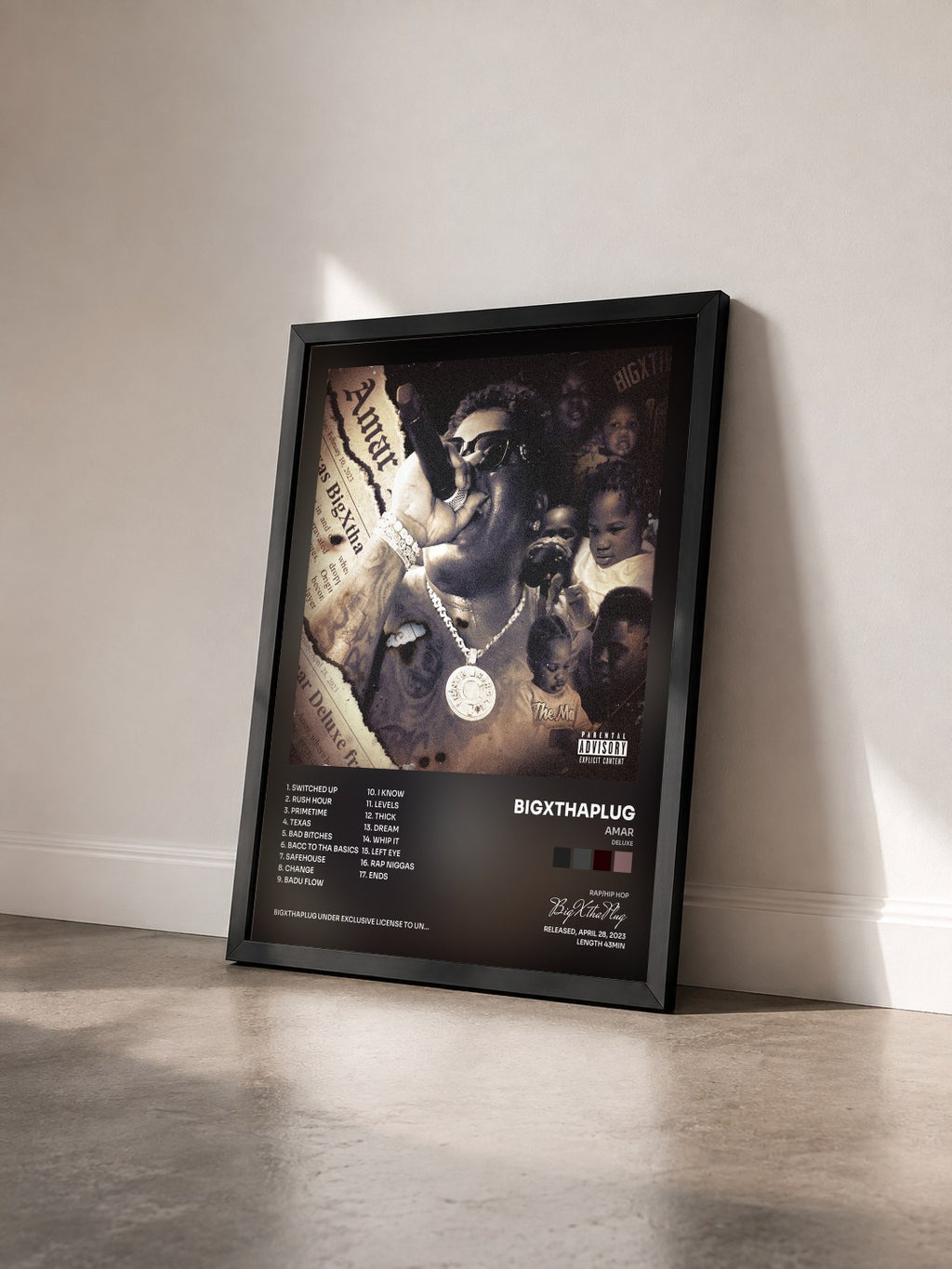 #noir Tableau de l'album AMAR (Deluxe) de BigXthaPlug vu de trois quarts, cadre noir