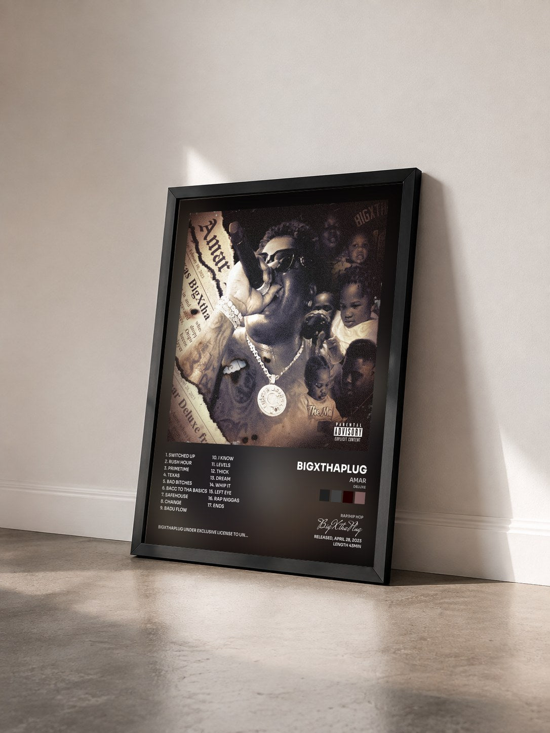 #noir Tableau de l'album AMAR (Deluxe) de BigXthaPlug vu de trois quarts, cadre noir