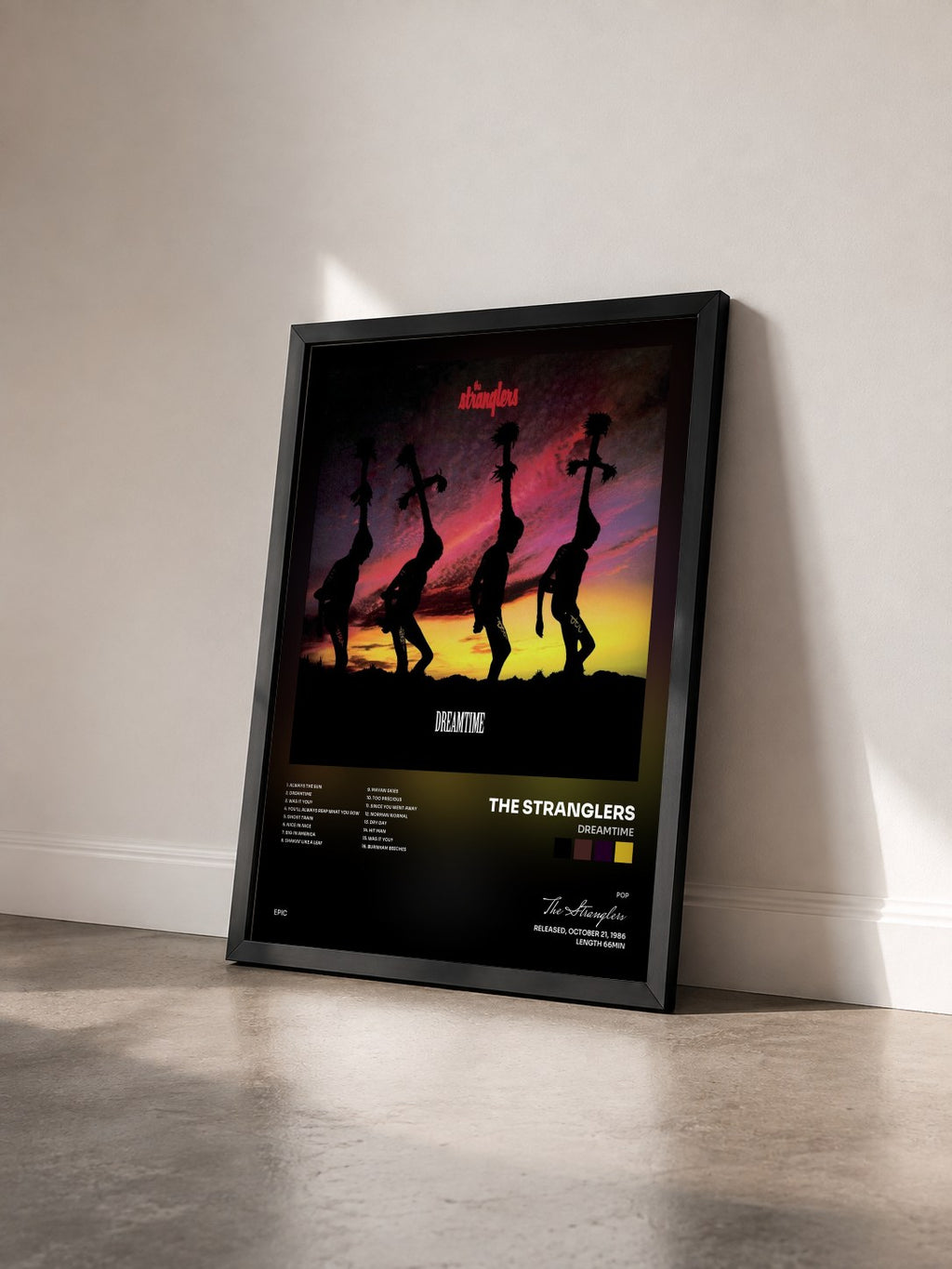 #noir Tableau de l'album Dreamtime de The Stranglers vu de trois quarts, cadre noir