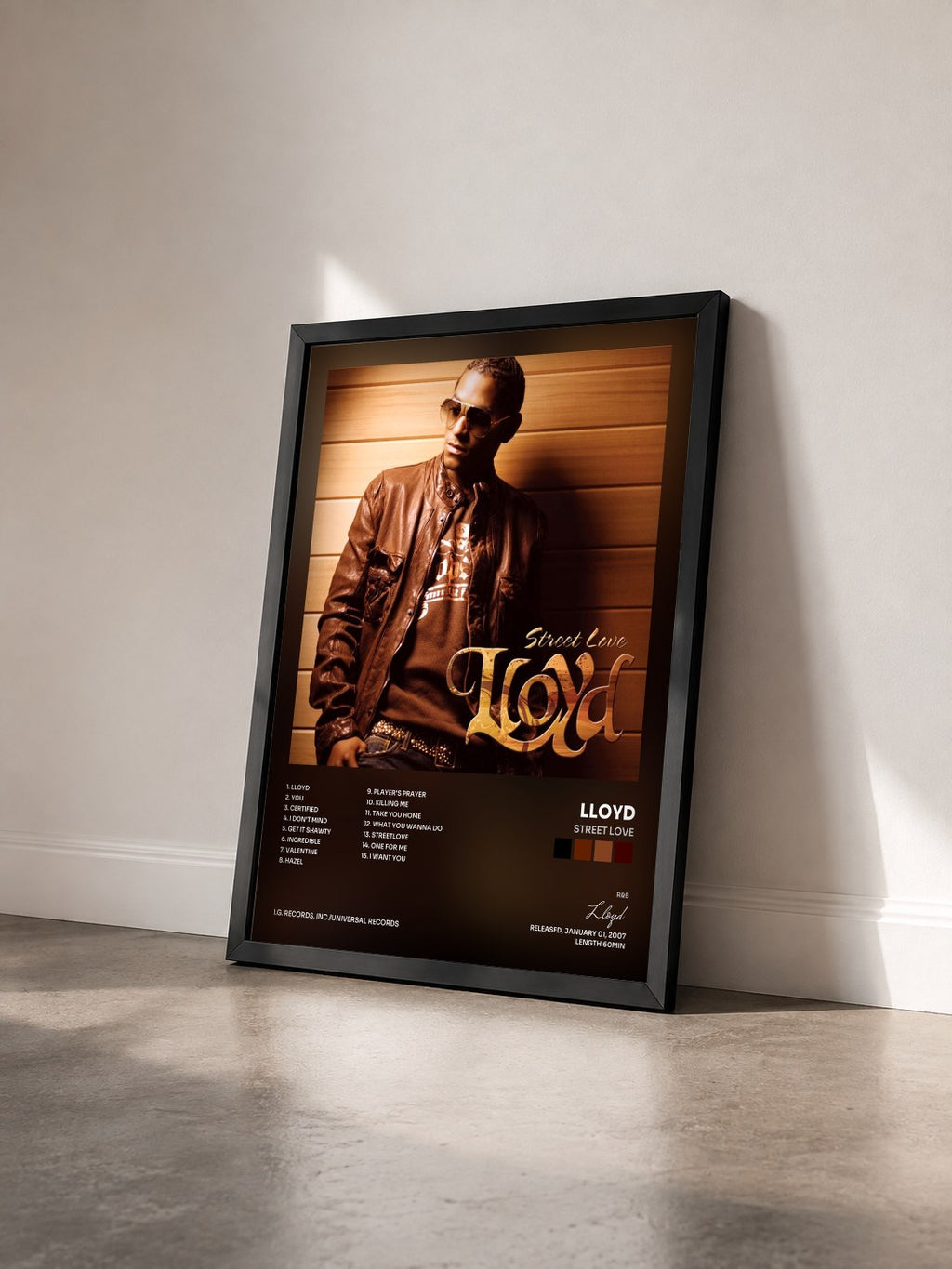 #noir Tableau de l'album Street Love de Lloyd vu de trois quarts, cadre noir