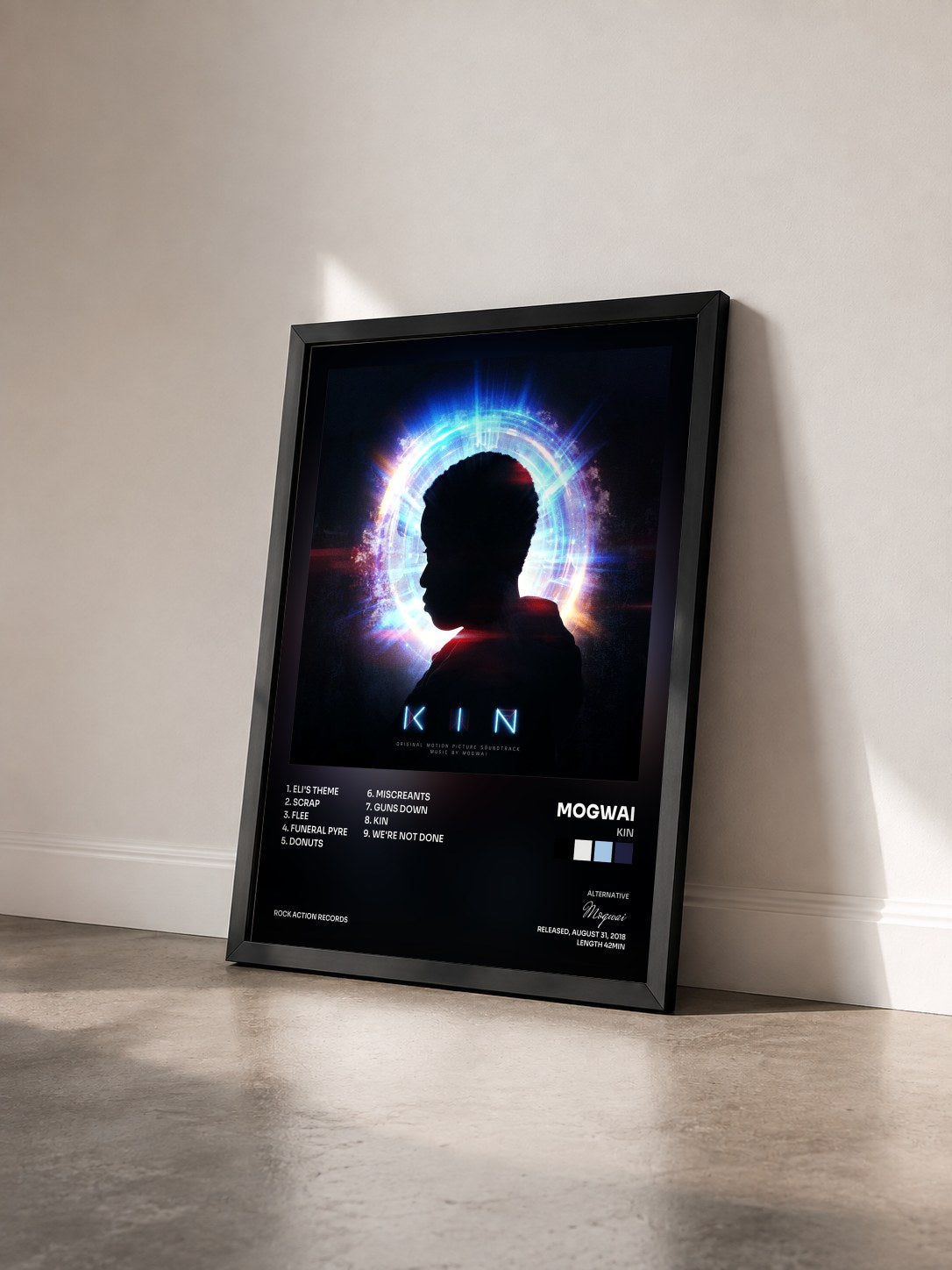 #noir Tableau de l'album KIN de Mogwai vu de trois quarts, cadre noir