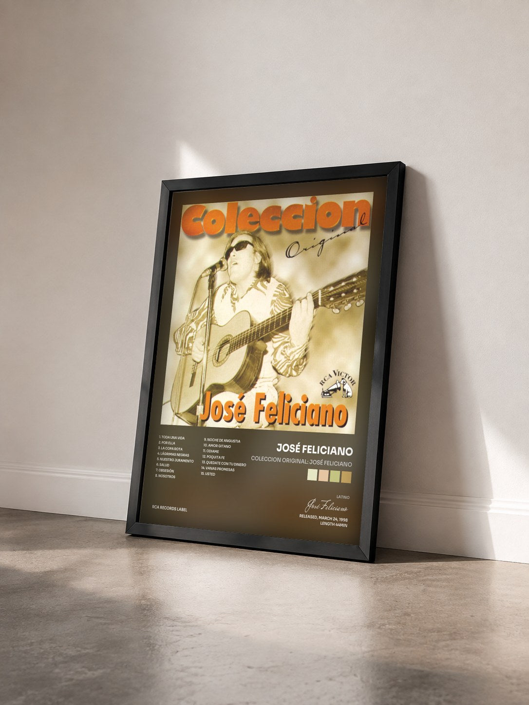 #noir Tableau de l'album Coleccion Original: José Feliciano de José Feliciano vu de trois quarts, cadre noir