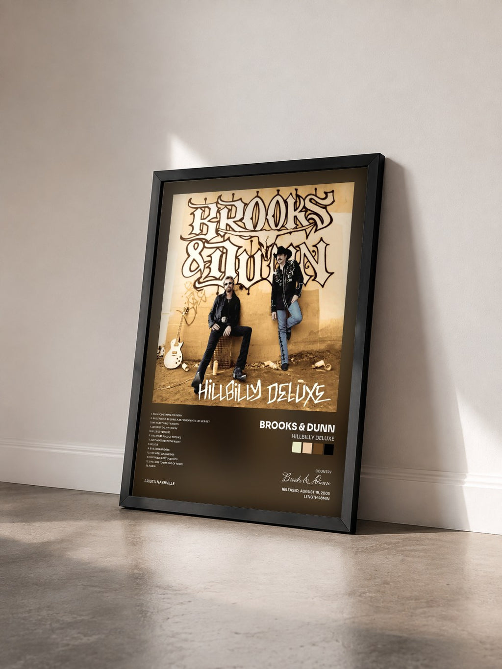 #noir Tableau de l'album Hillbilly Deluxe de Brooks & Dunn vu de trois quarts, cadre noir