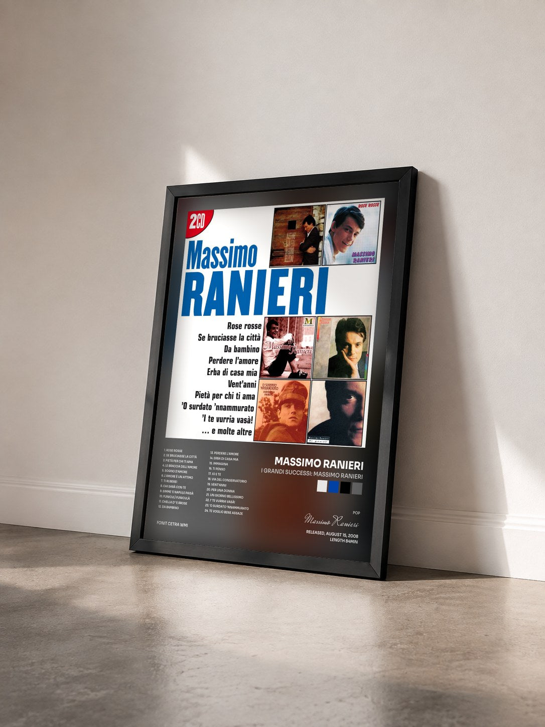 #noir Tableau de l'album I Grandi Successi: Massimo Ranieri de Massimo Ranieri vu de trois quarts, cadre noir