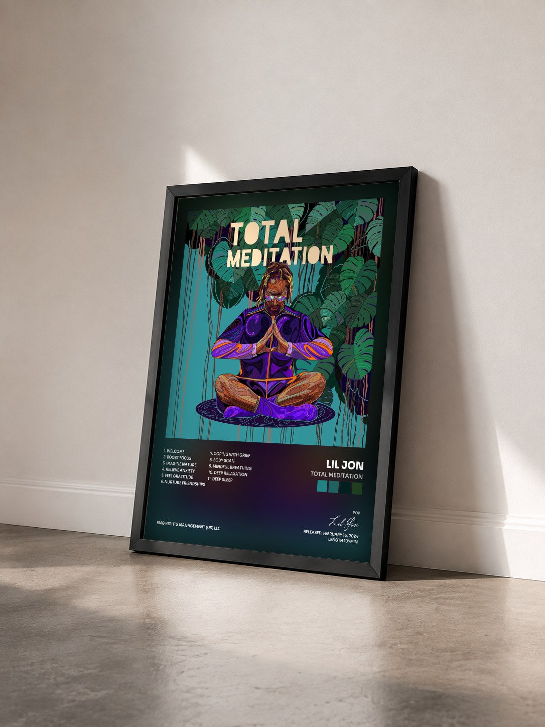 #noir Tableau de l'album Total Meditation de Lil Jon vu de trois quarts, cadre noir