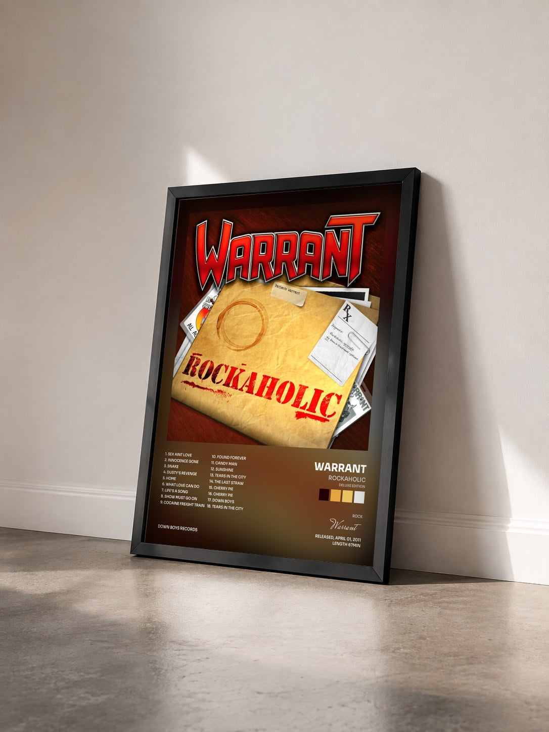 #noir Tableau de l'album Rockaholic (Deluxe Edition) de Warrant vu de trois quarts, cadre noir