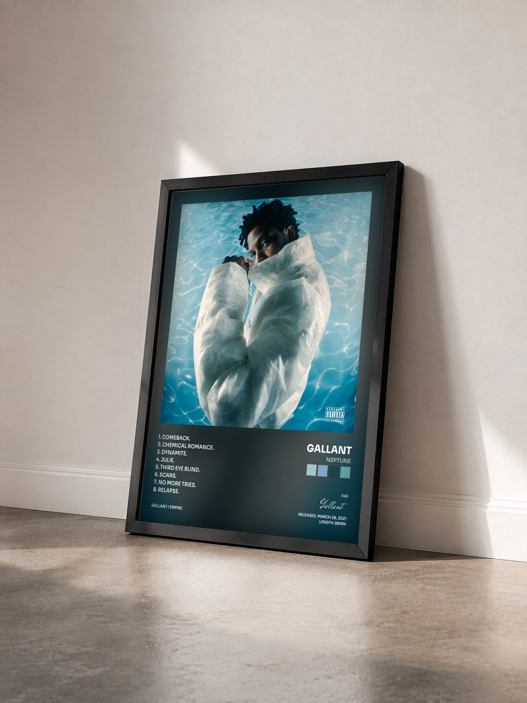 #noir Tableau de l'album Neptune de Gallant vu de trois quarts, cadre noir