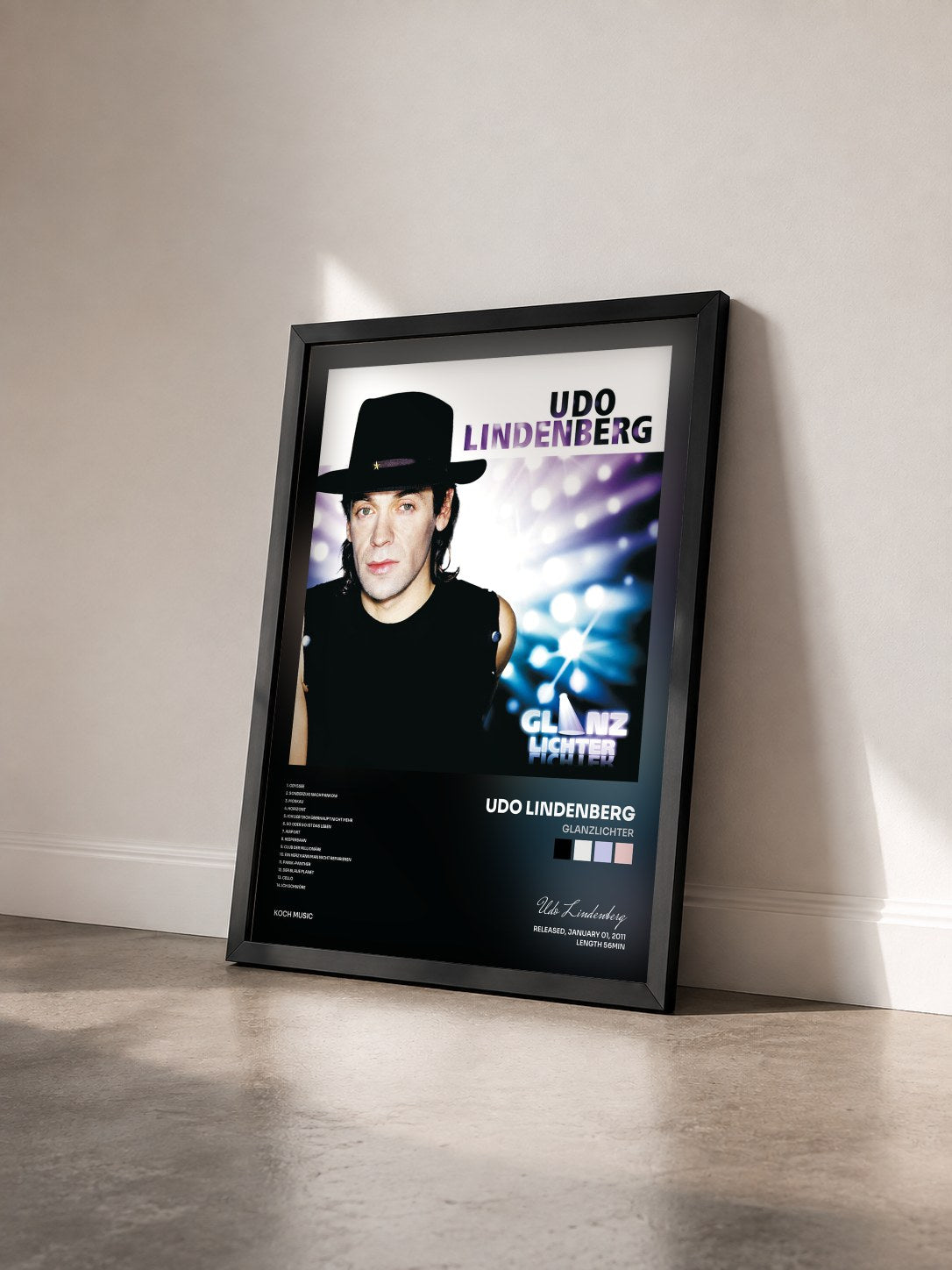 #noir Tableau de l'album Glanzlichter de Udo Lindenberg vu de trois quarts, cadre noir