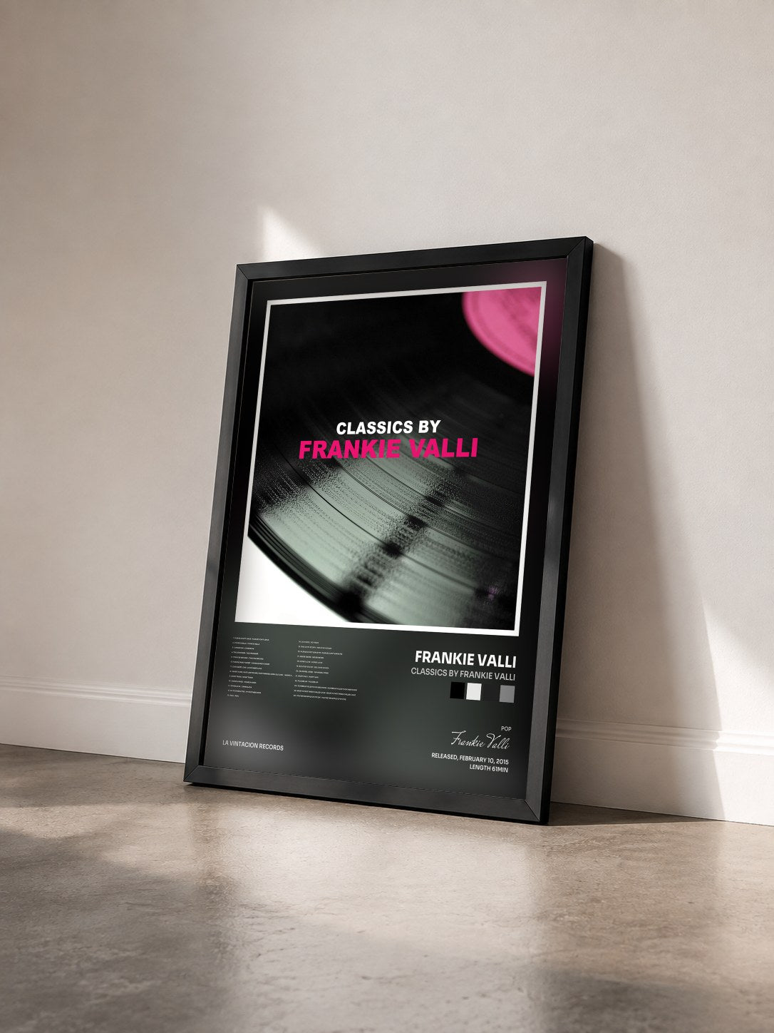 #noir Tableau de l'album Classics by Frankie Valli de Frankie Valli vu de trois quarts, cadre noir