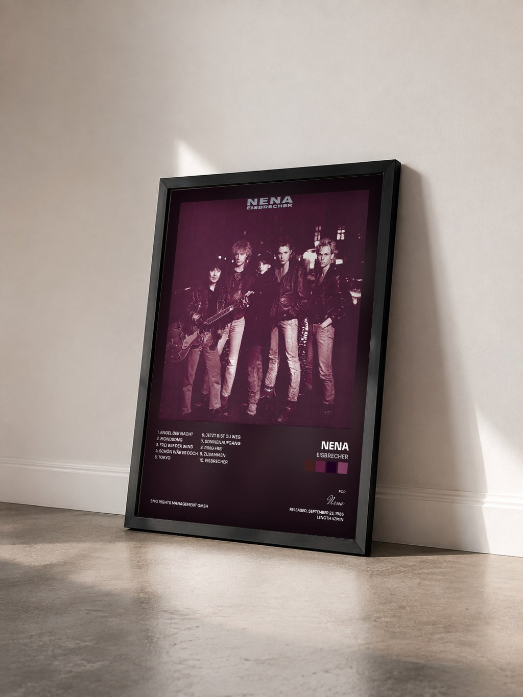 #noir Tableau de l'album Eisbrecher de Nena vu de trois quarts, cadre noir