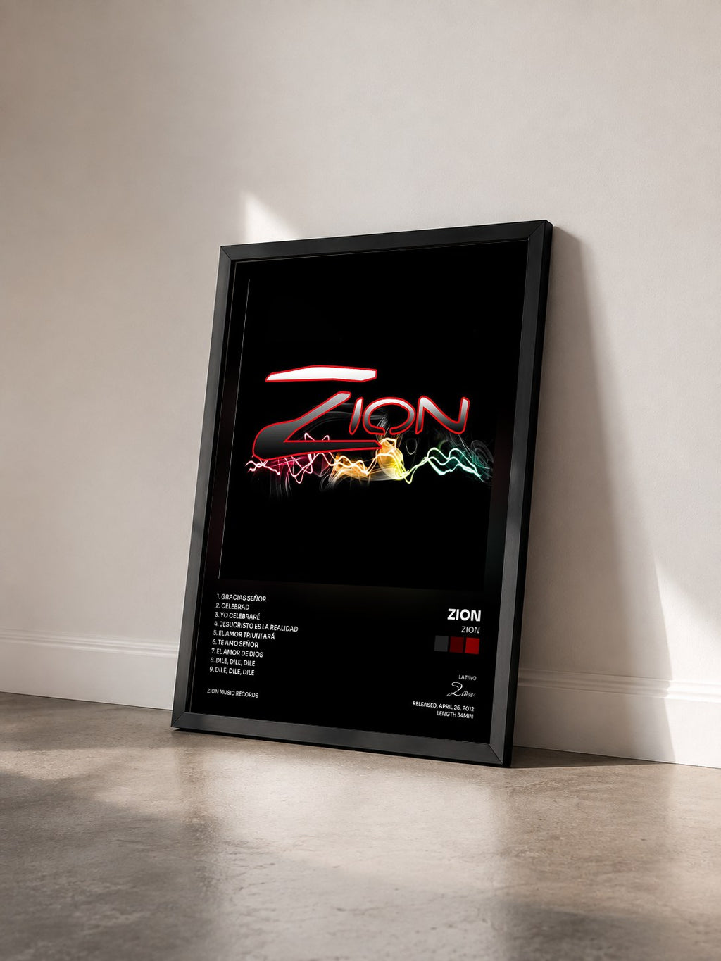 #noir Tableau de l'album Zion de Zion vu de trois quarts, cadre noir