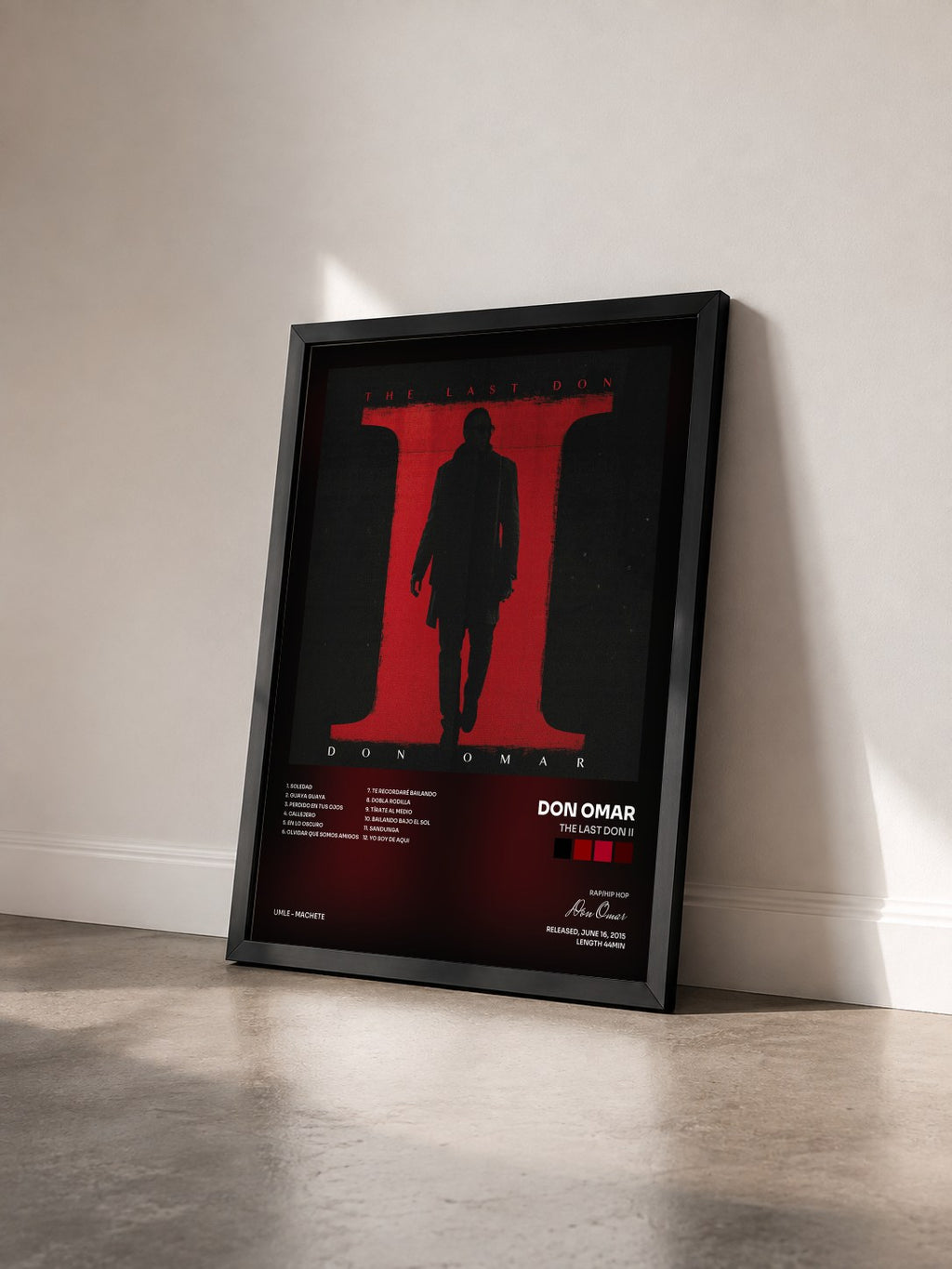 #noir Tableau de l'album The Last Don II de Don Omar vu de trois quarts, cadre noir