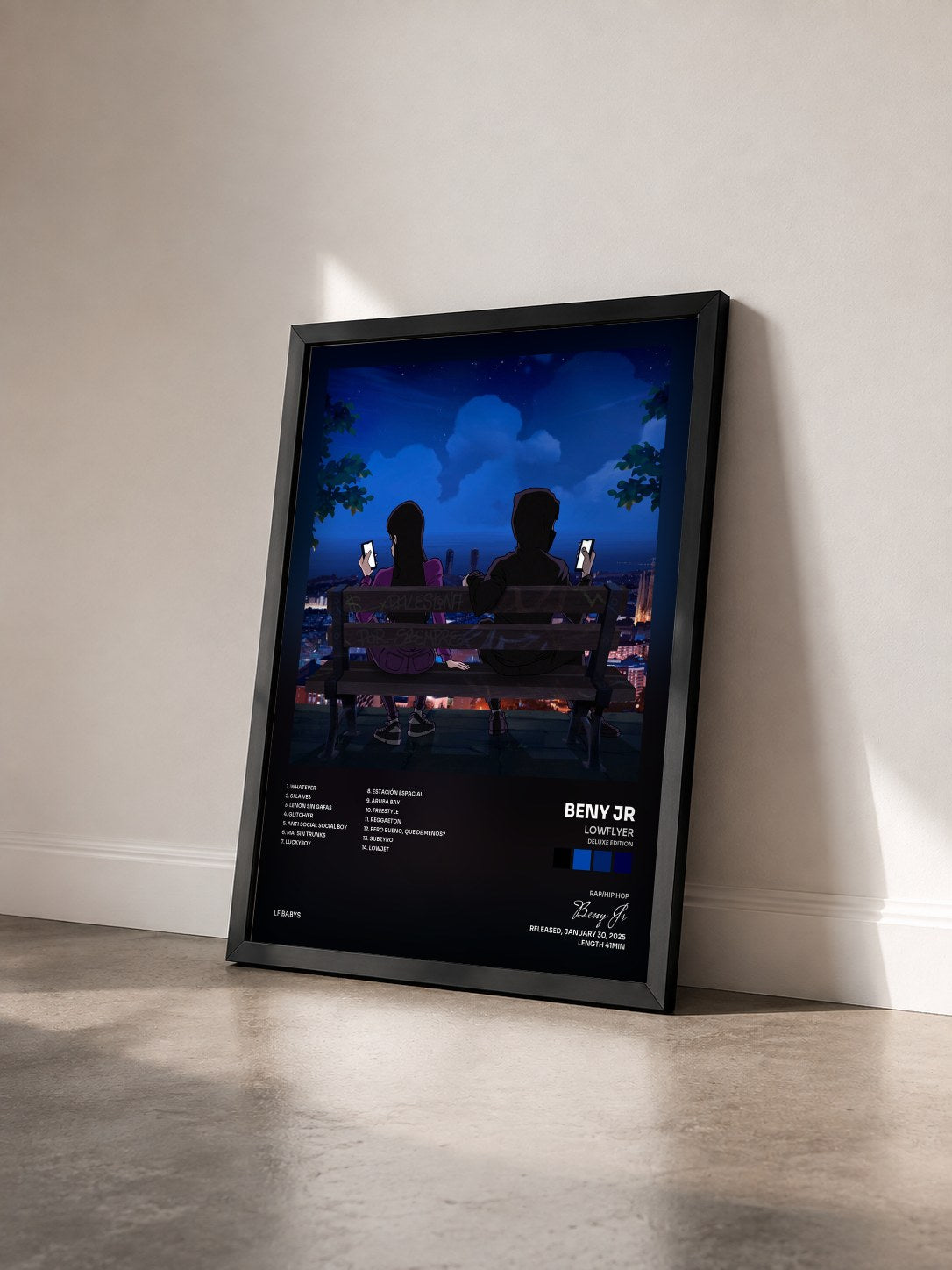 #noir Tableau de l'album LowFlyer (Deluxe Edition) de Beny Jr vu de trois quarts, cadre noir