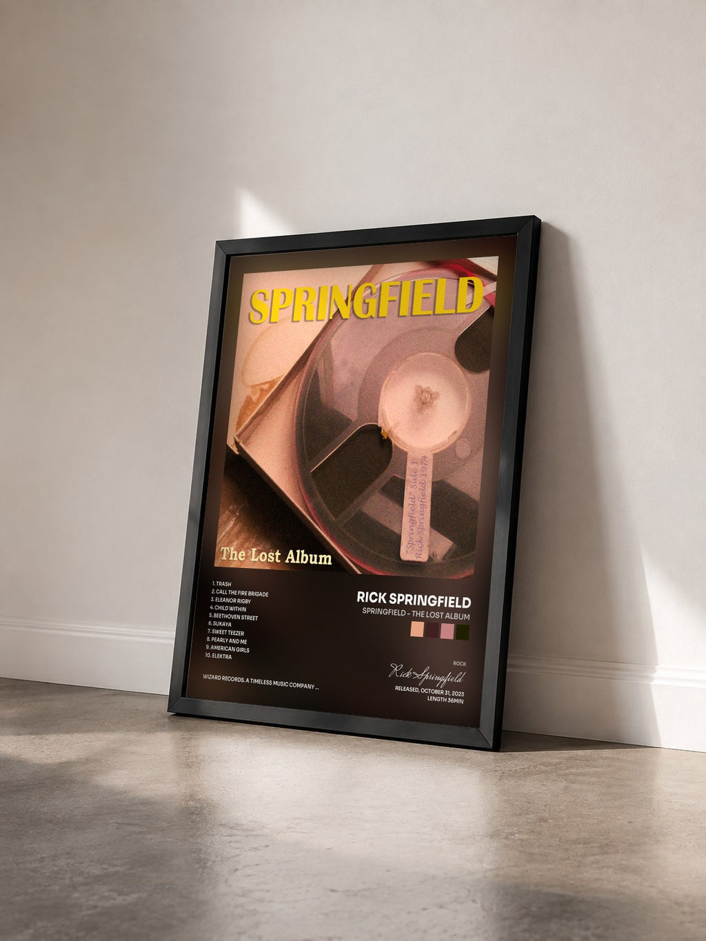 #noir Tableau de l'album Springfield - The Lost Album de Rick Springfield vu de trois quarts, cadre noir