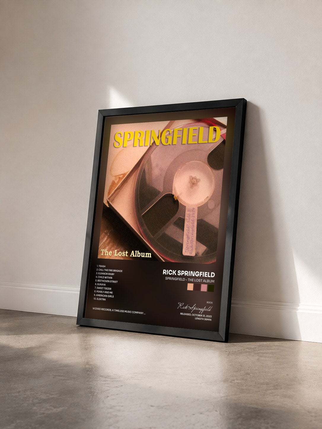 #noir Tableau de l'album Springfield - The Lost Album de Rick Springfield vu de trois quarts, cadre noir