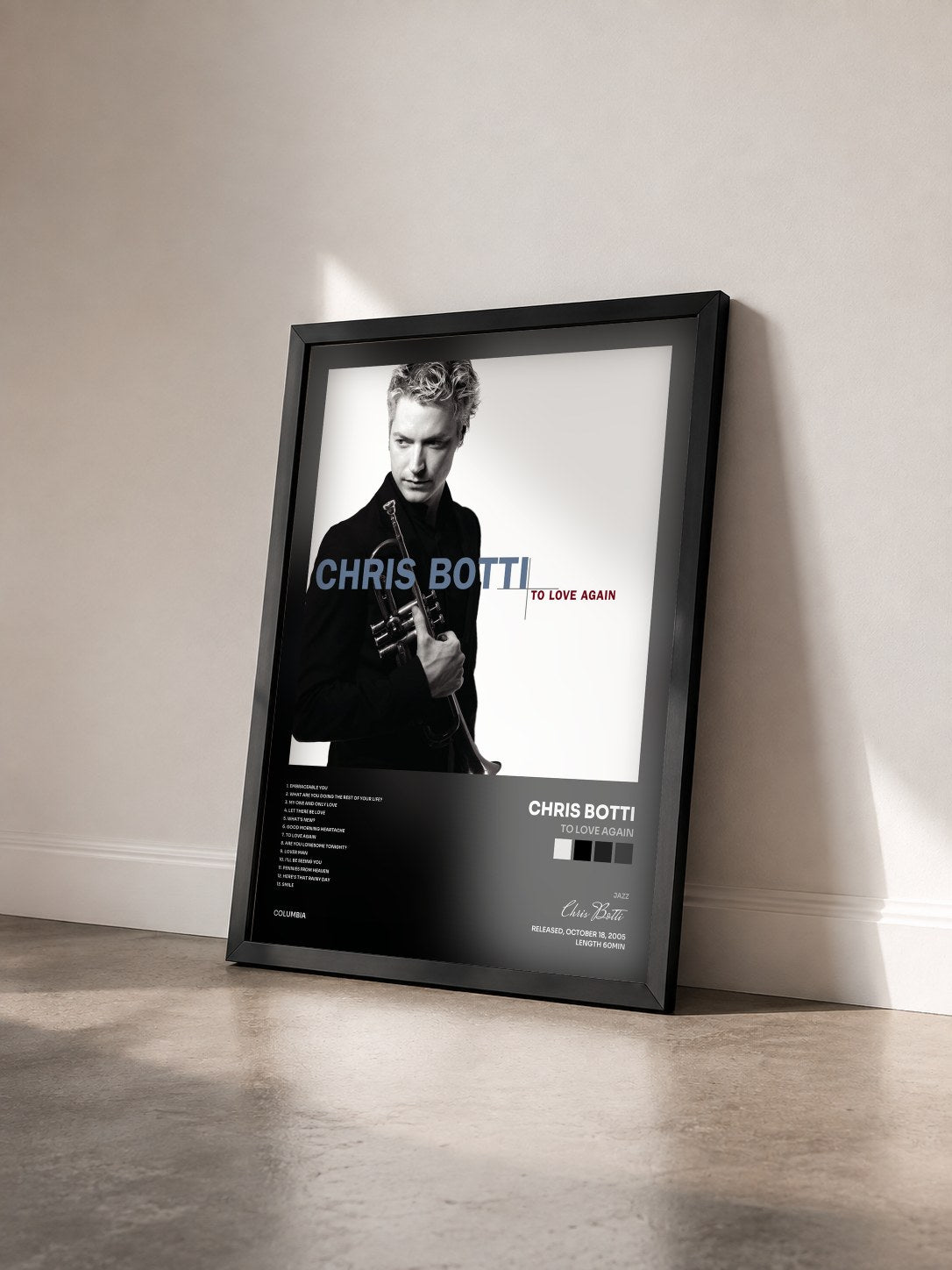 #noir Tableau de l'album To Love Again de Chris Botti vu de trois quarts, cadre noir