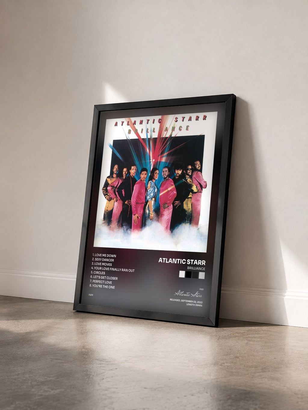 #noir Tableau de l'album Brilliance de Atlantic Starr vu de trois quarts, cadre noir