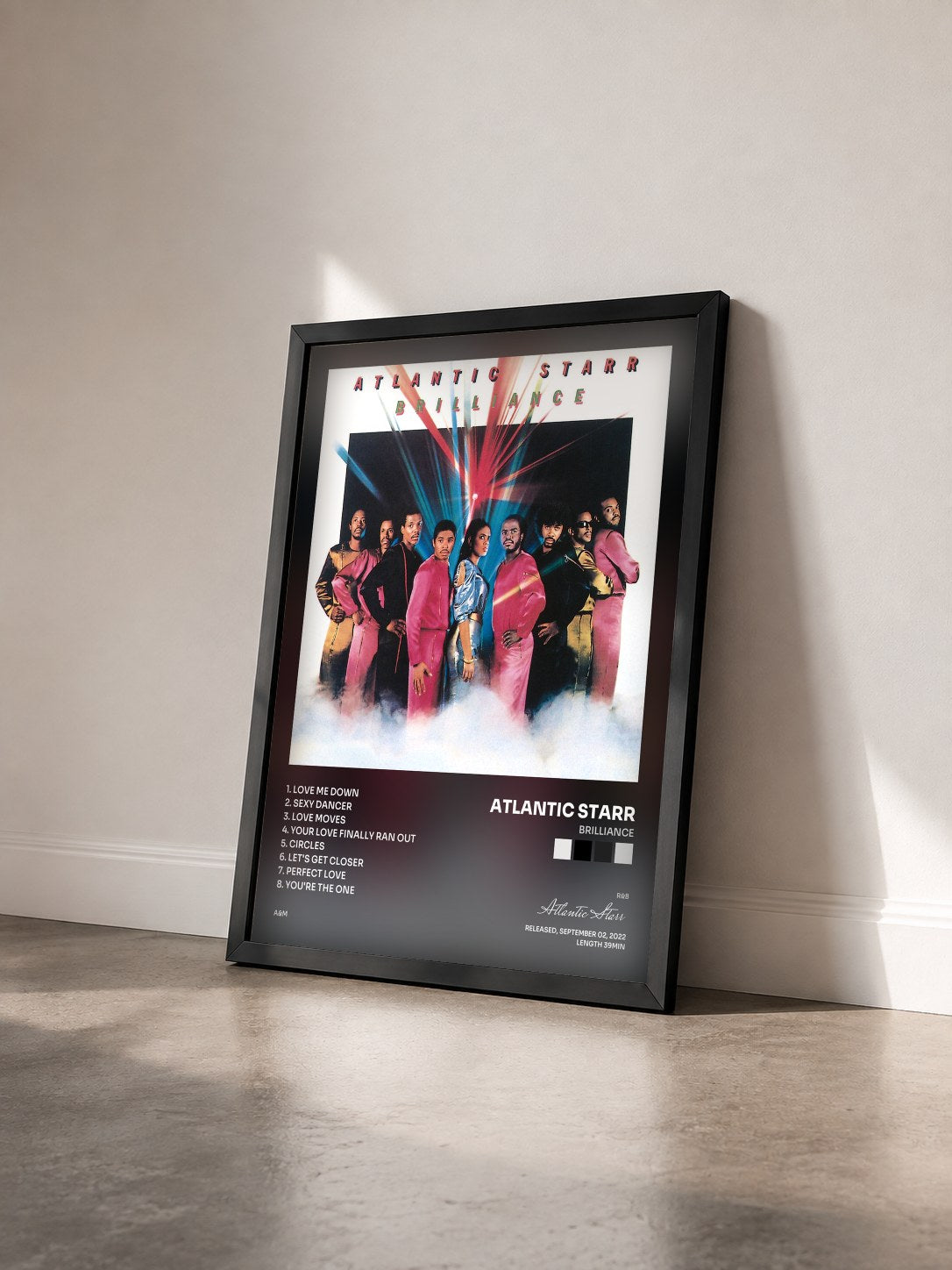#noir Tableau de l'album Brilliance de Atlantic Starr vu de trois quarts, cadre noir