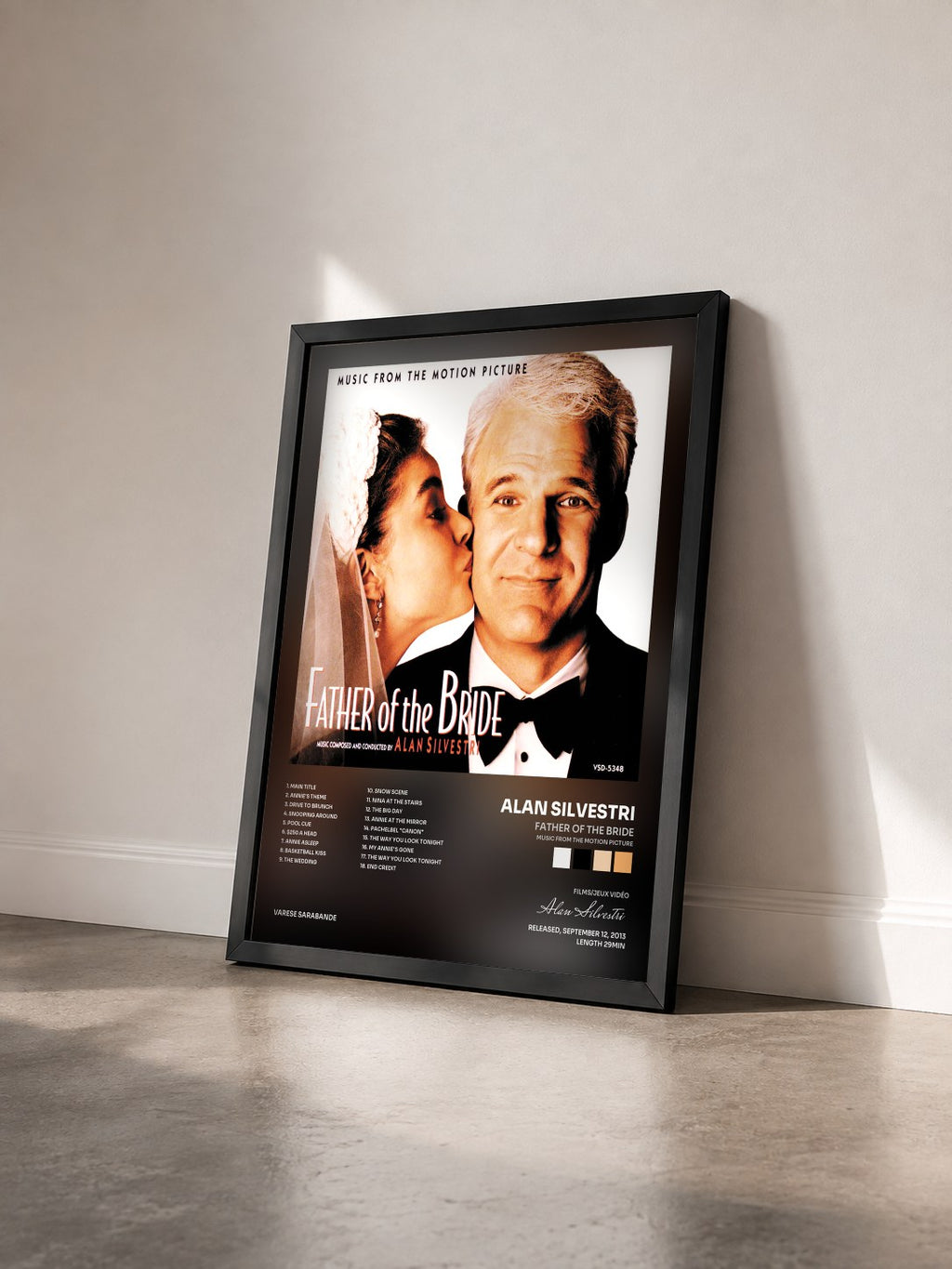 #noir Tableau de l'album Father Of The Bride (Music From The Motion Picture) de Alan Silvestri vu de trois quarts, cadre noir
