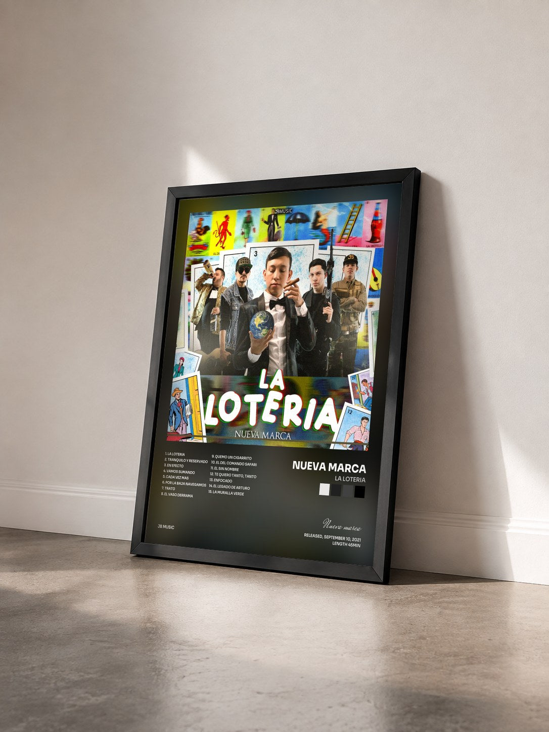 #noir Tableau de l'album La Loteria de Nueva marca vu de trois quarts, cadre noir