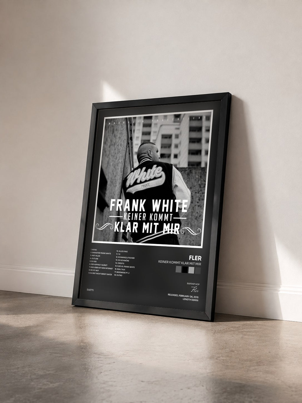 #noir Tableau de l'album Keiner kommt klar mit mir de Fler vu de trois quarts, cadre noir