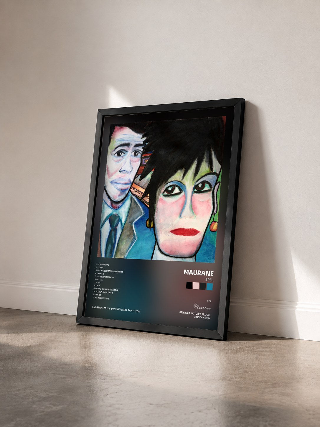 #noir Tableau de l'album Brel de Maurane vu de trois quarts, cadre noir