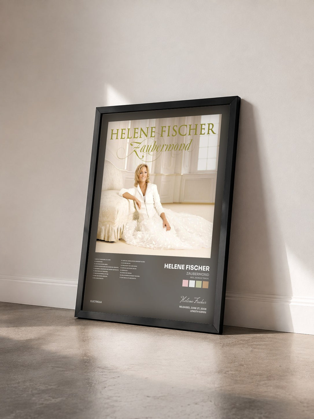 #noir Tableau de l'album Zaubermond (Incl. Bonus Track) de Helene Fischer vu de trois quarts, cadre noir