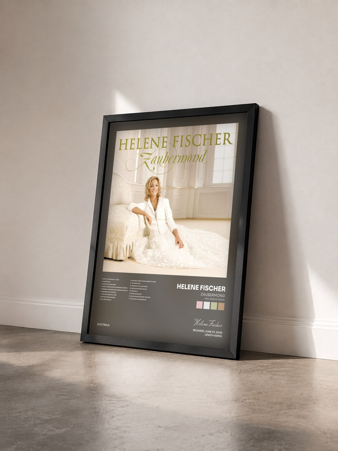 #noir Tableau de l'album Zaubermond (Incl. Bonus Track) de Helene Fischer vu de trois quarts, cadre noir