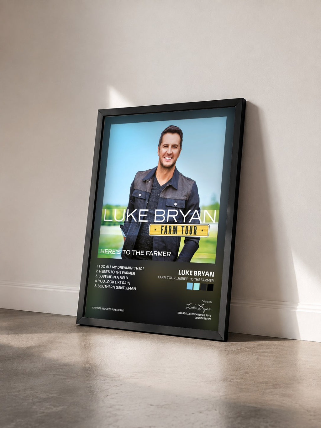 #noir Tableau de l'album Farm Tour…Here’s To The Farmer de Luke Bryan vu de trois quarts, cadre noir