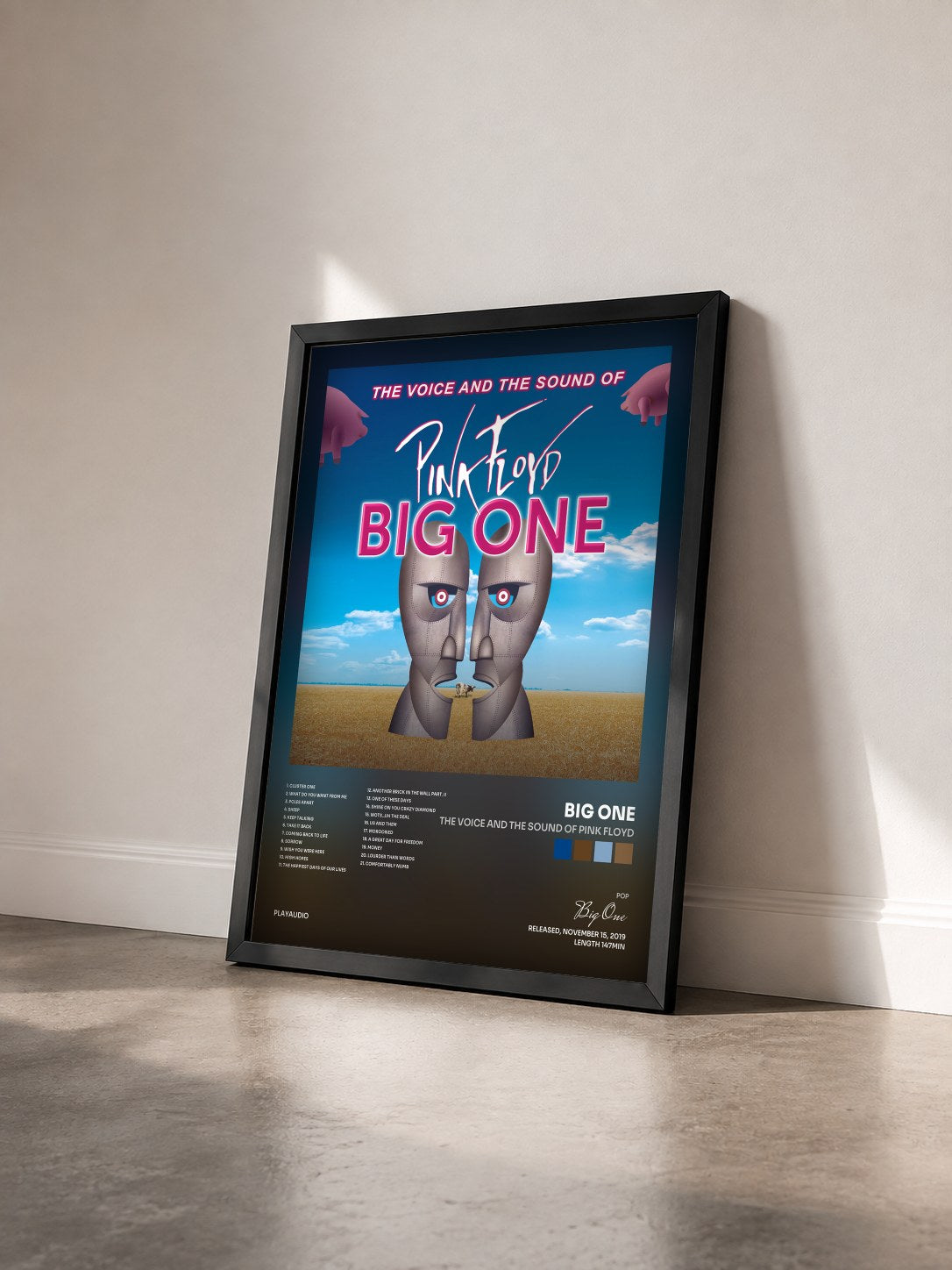 #noir Tableau de l'album The Voice and the Sound of Pink Floyd de Big One vu de trois quarts, cadre noir