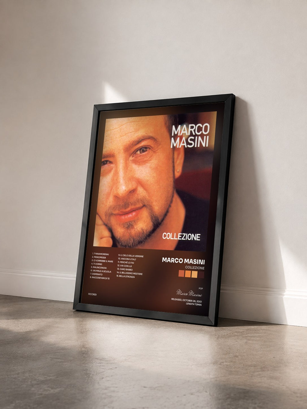 #noir Tableau de l'album Collezione de Marco Masini vu de trois quarts, cadre noir