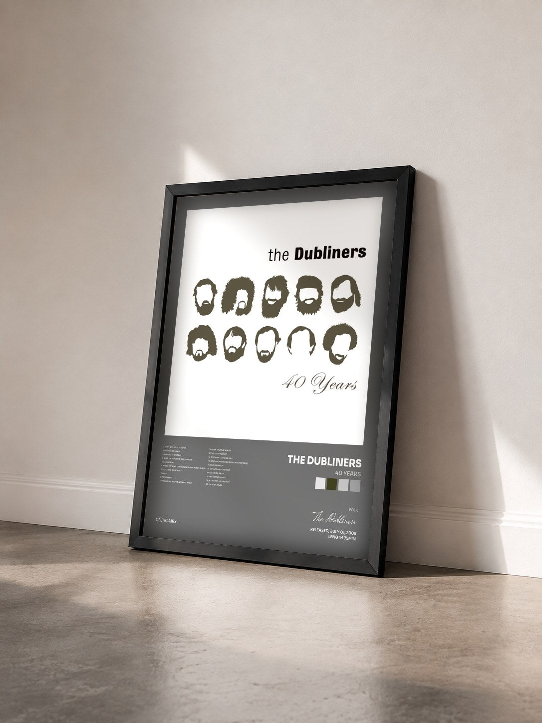 #noir Tableau de l'album 40 Years de The Dubliners vu de trois quarts, cadre noir