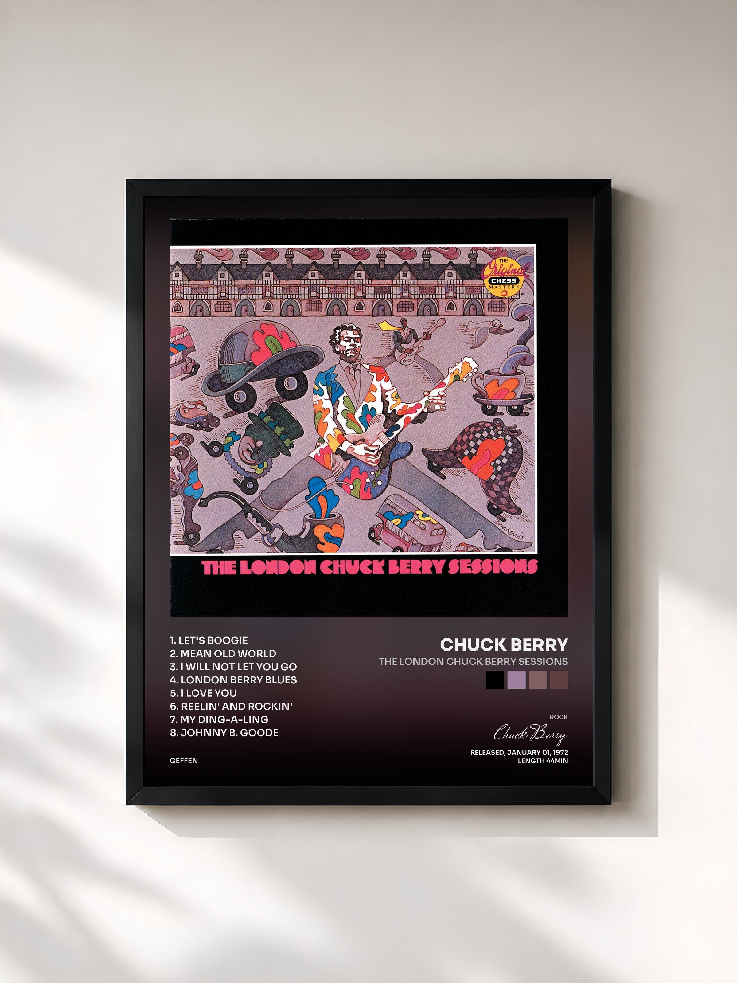 #noir Tableau de l'album The London Chuck Berry Sessions de Chuck Berry, cadre noir, imprimé et encadré en France
