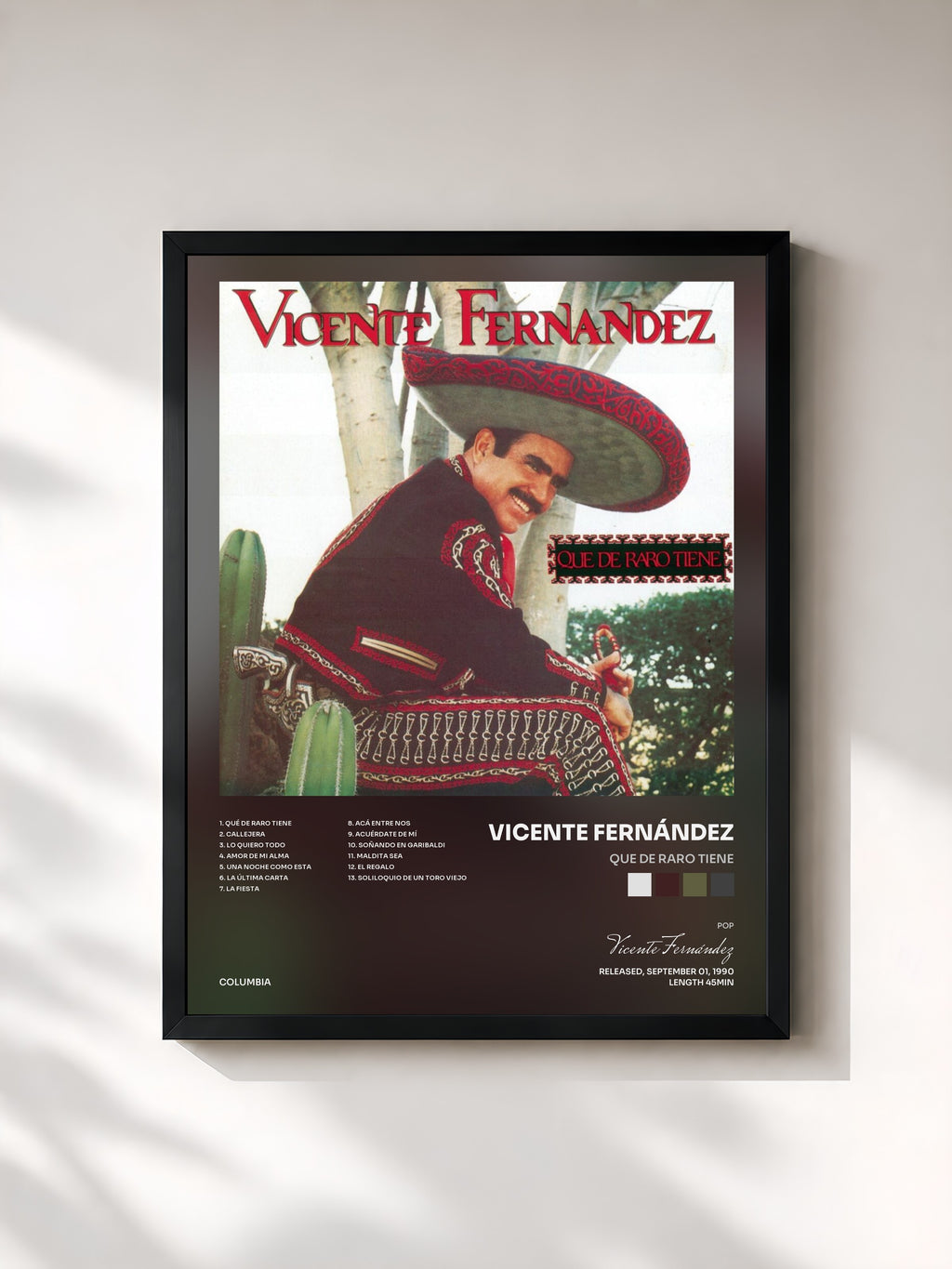#noir Que De Raro Tiene di Vicente Fernández in stampa incorniciata, cornice nera, stampata e incorniciata in Francia