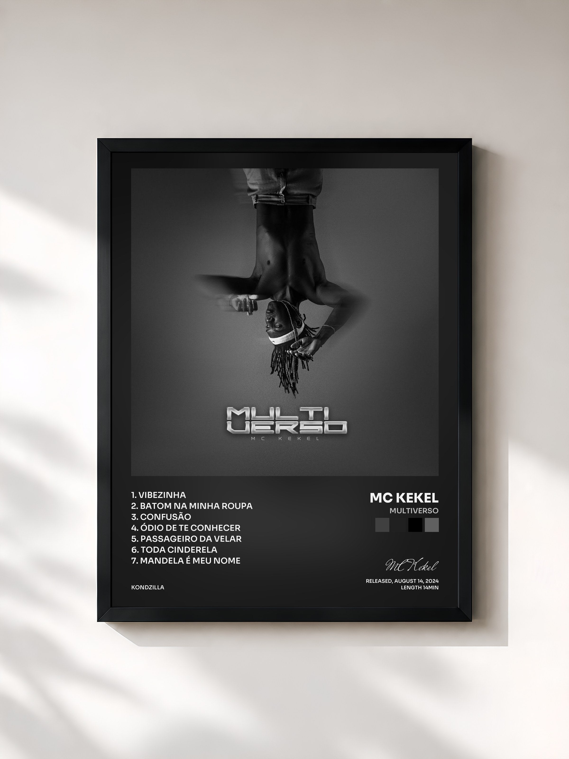 #noir Tableau de l'album Multiverso de MC Kekel, cadre noir, imprimé et encadré en France