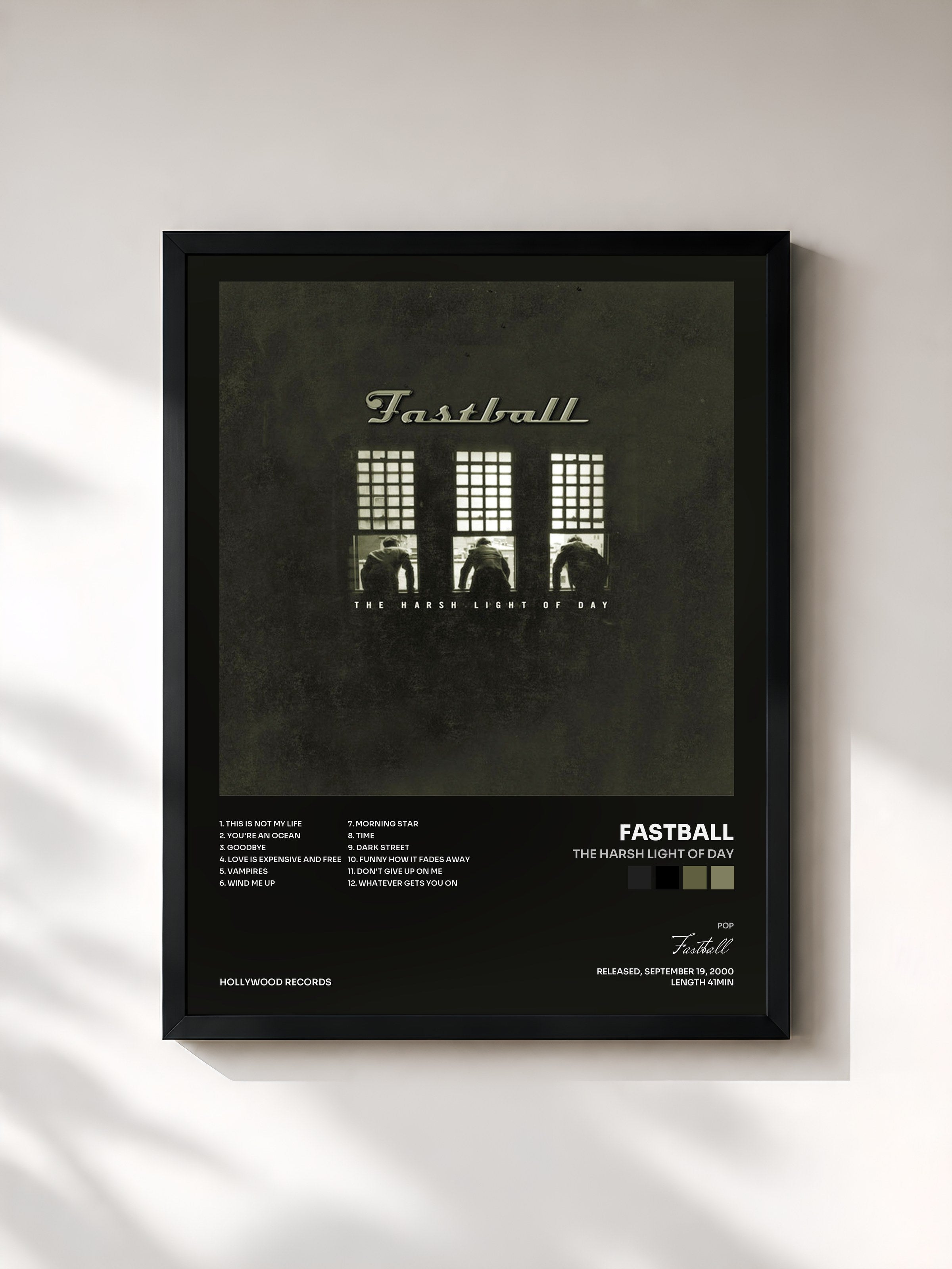 #noir Tableau de l'album The Harsh Light Of Day de Fastball, cadre noir, imprimé et encadré en France