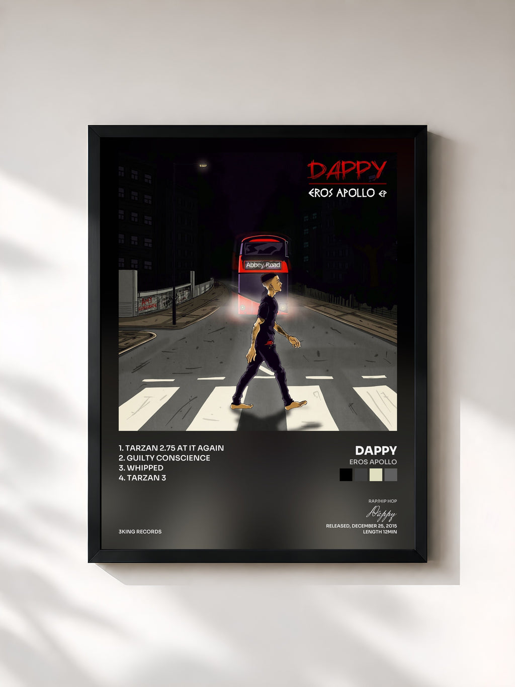 #noir Tableau de l'album Eros Apollo de Dappy, cadre noir, imprimé et encadré en France