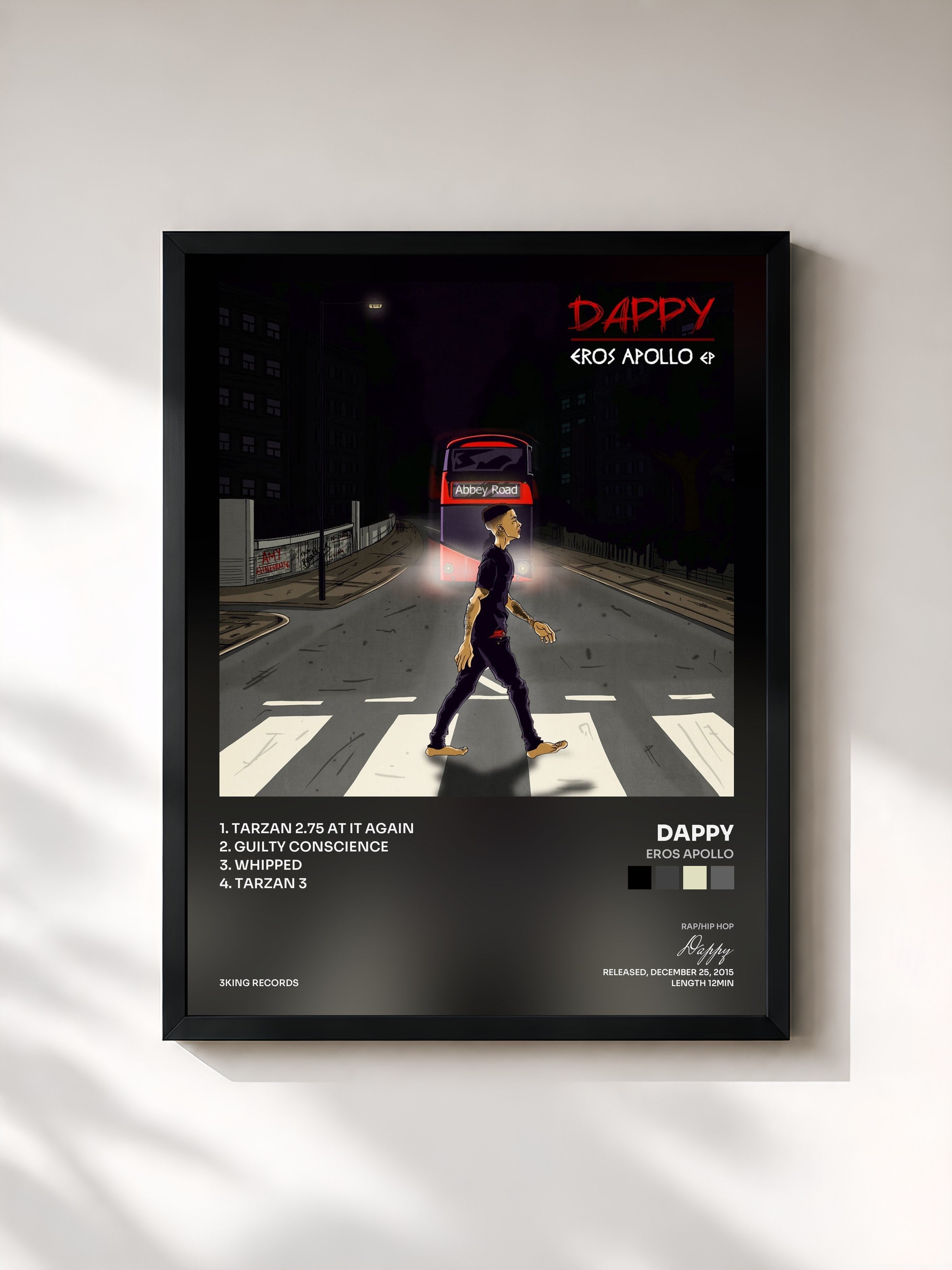 #noir Tableau de l'album Eros Apollo de Dappy, cadre noir, imprimé et encadré en France