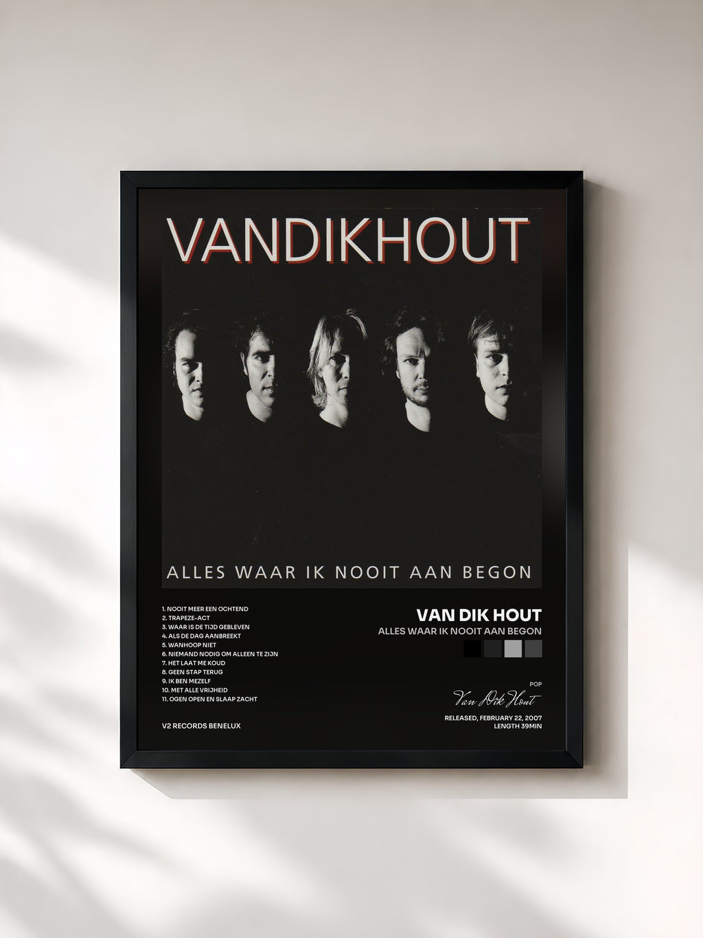 #noir Tableau de l'album Alles Waar Ik Nooit Aan Begon de Van Dik Hout, cadre noir, imprimé et encadré en France