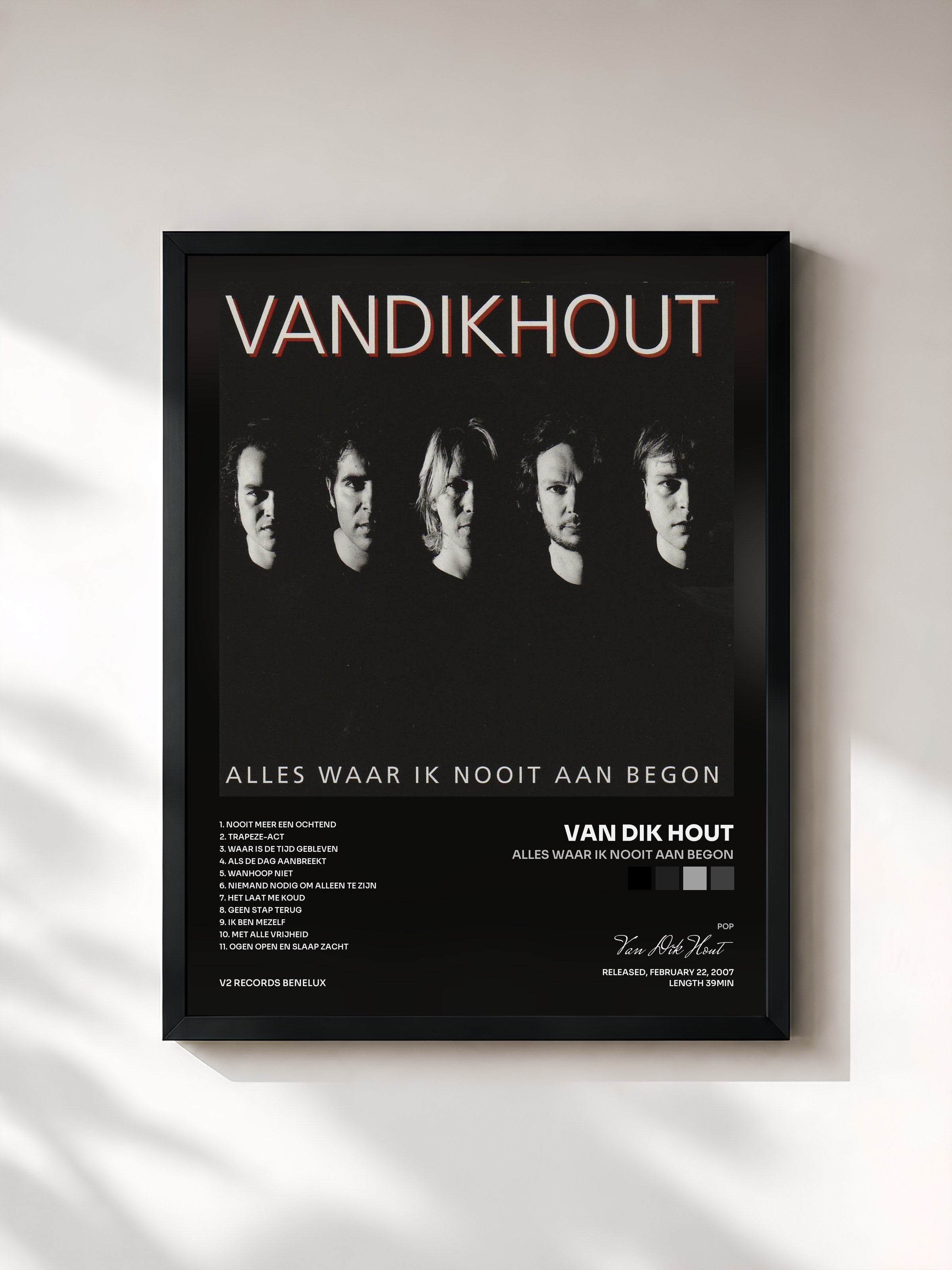 #noir Tableau de l'album Alles Waar Ik Nooit Aan Begon de Van Dik Hout, cadre noir, imprimé et encadré en France