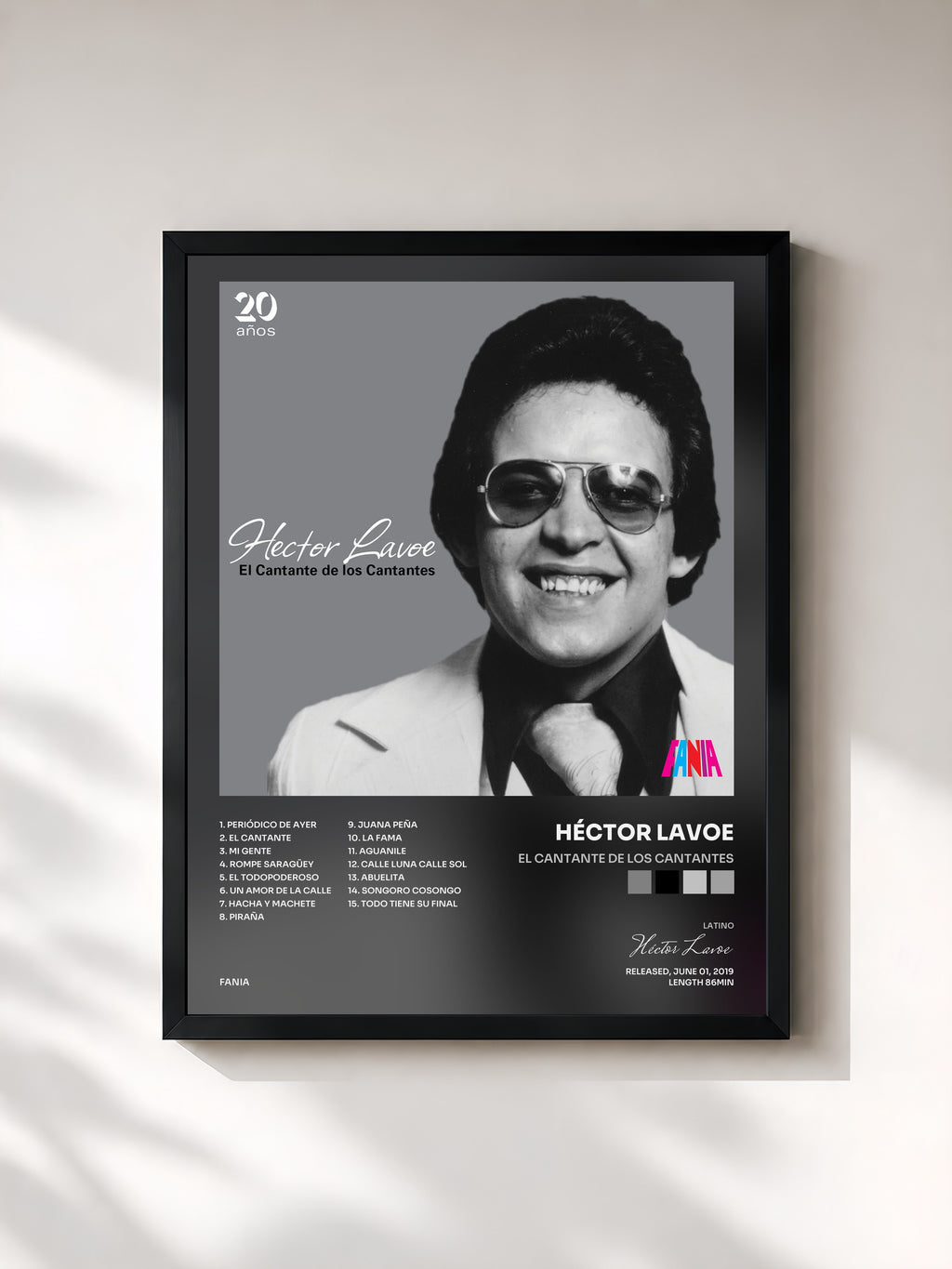 #noir Tableau de l'album El Cantante De Los Cantantes de Héctor Lavoe, cadre noir, imprimé et encadré en France