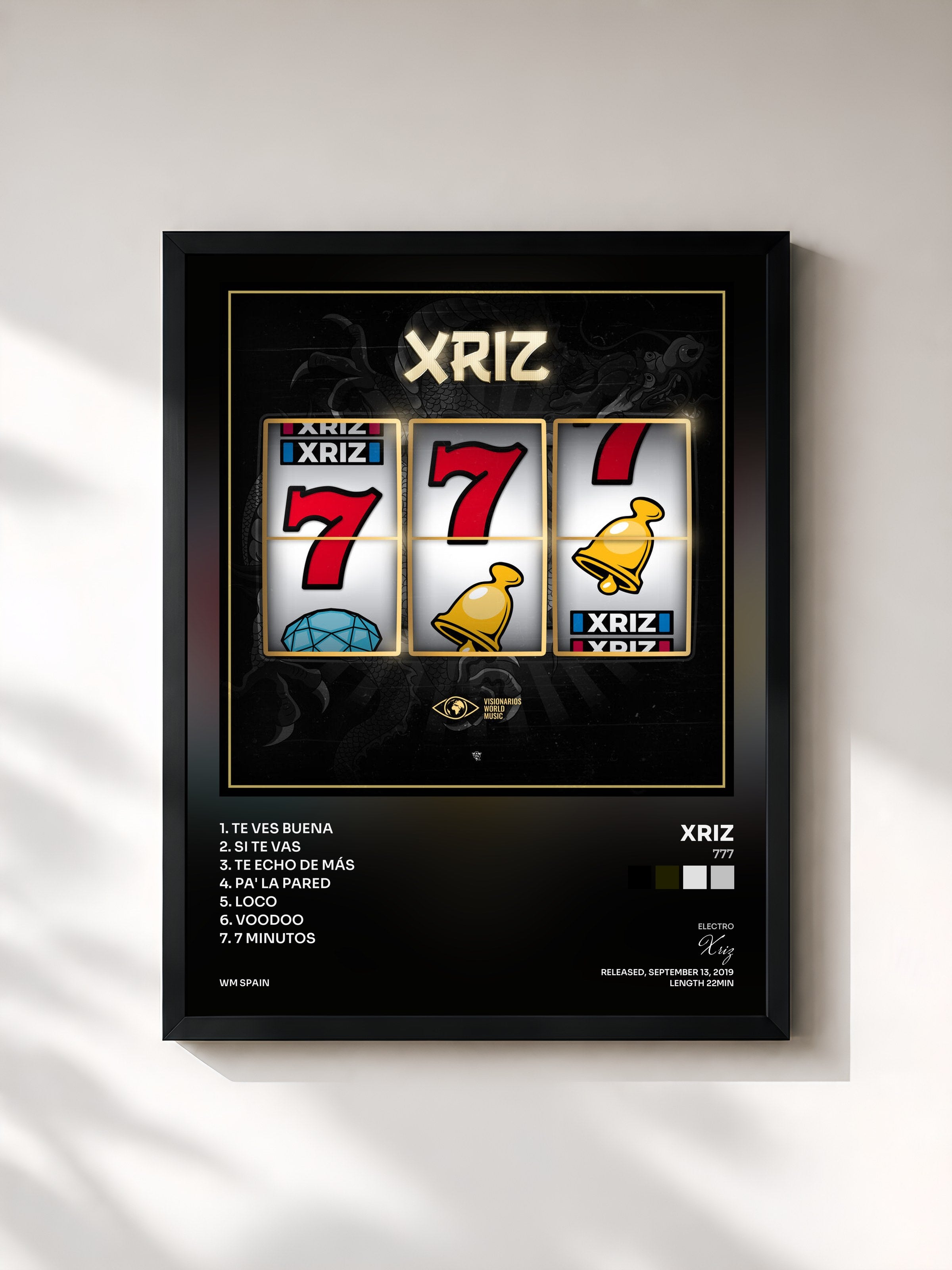 #noir Tableau de l'album 777 de Xriz, cadre noir, imprimé et encadré en France