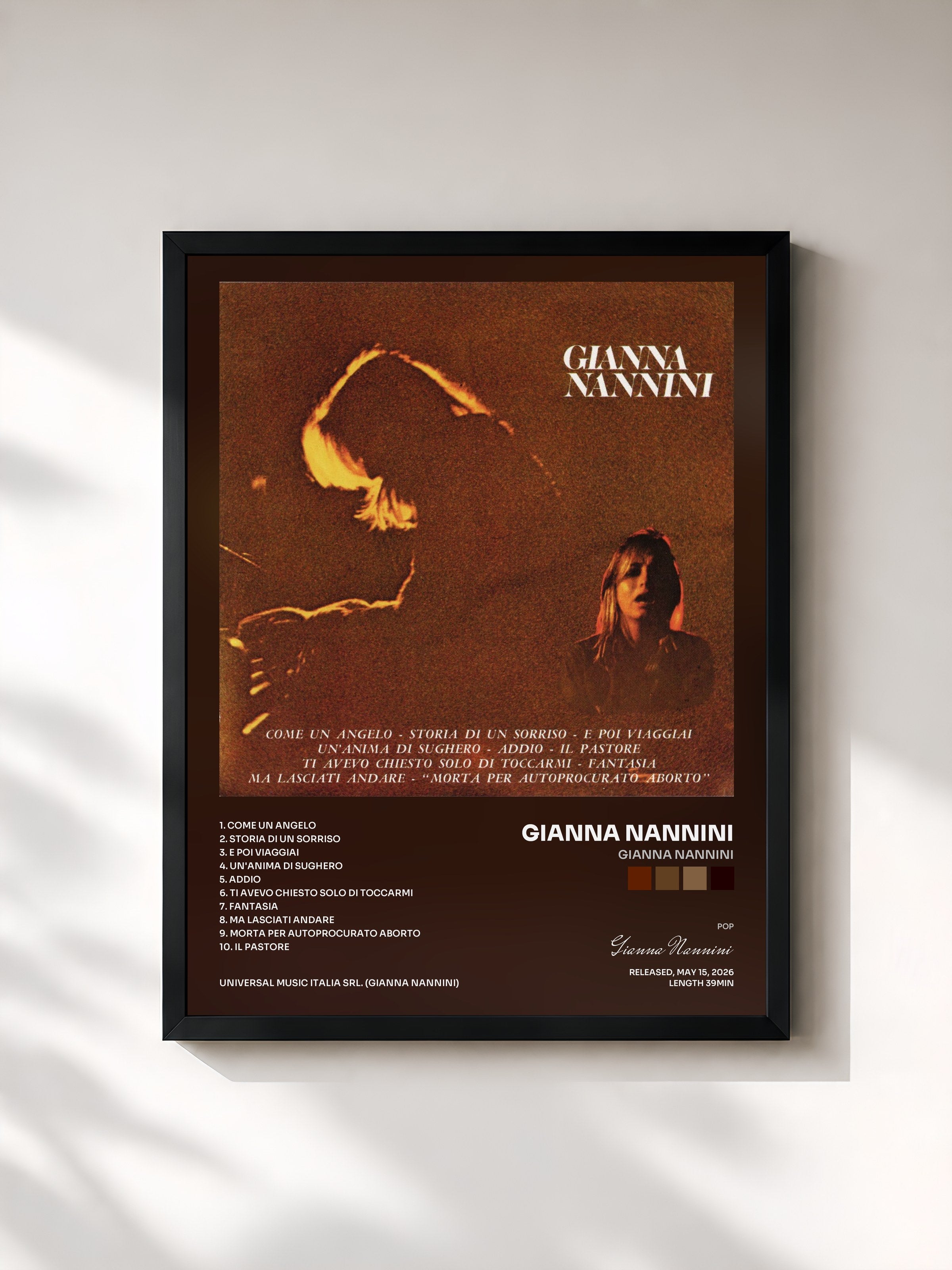#noir Tableau de l'album Gianna Nannini de Gianna Nannini, cadre noir, imprimé et encadré en France