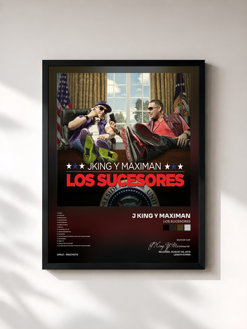 #noir Tableau de l'album Los Sucesores de J King Y Maximan, cadre noir, imprimé et encadré en France