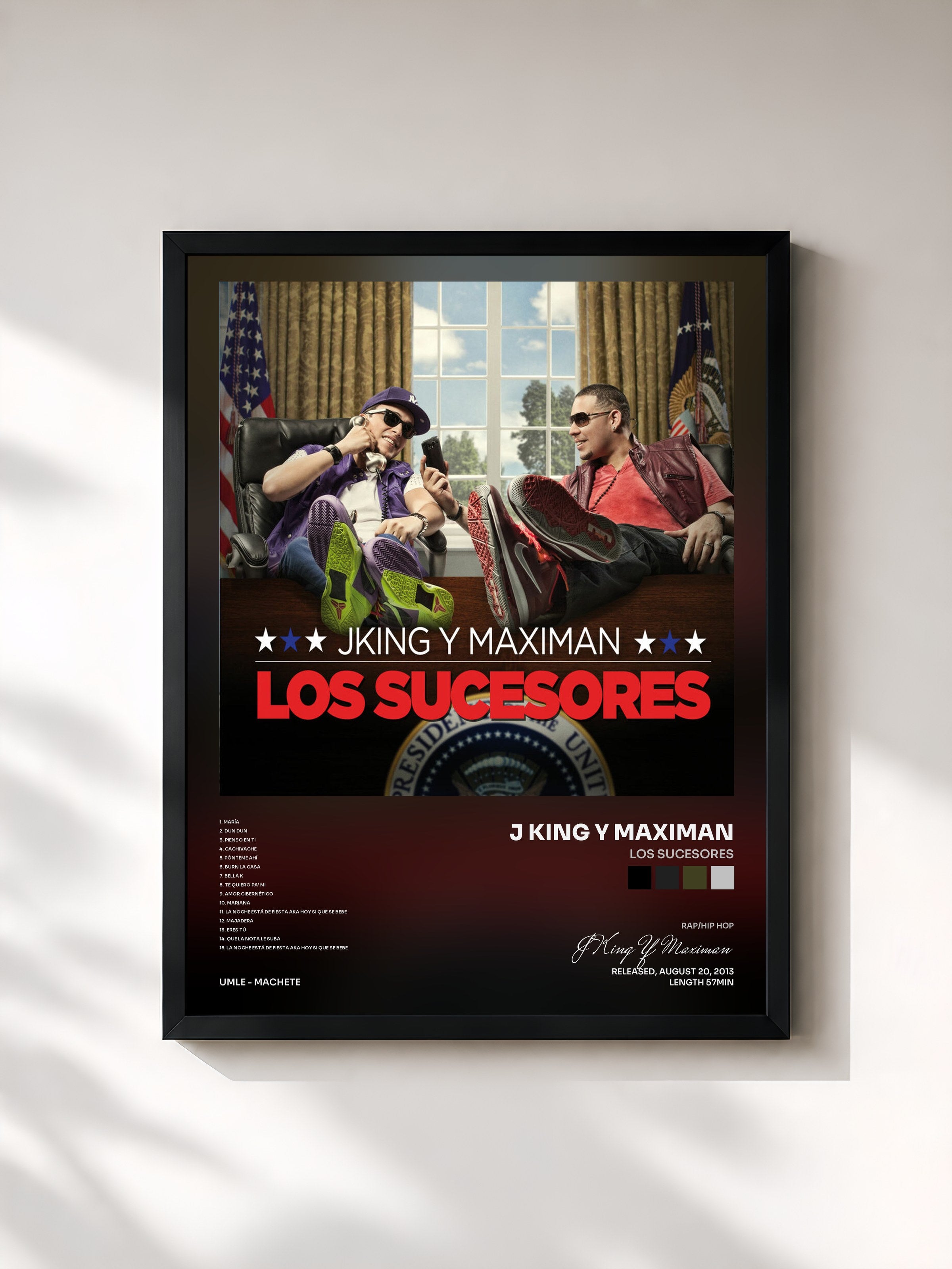 #noir Tableau de l'album Los Sucesores de J King Y Maximan, cadre noir, imprimé et encadré en France