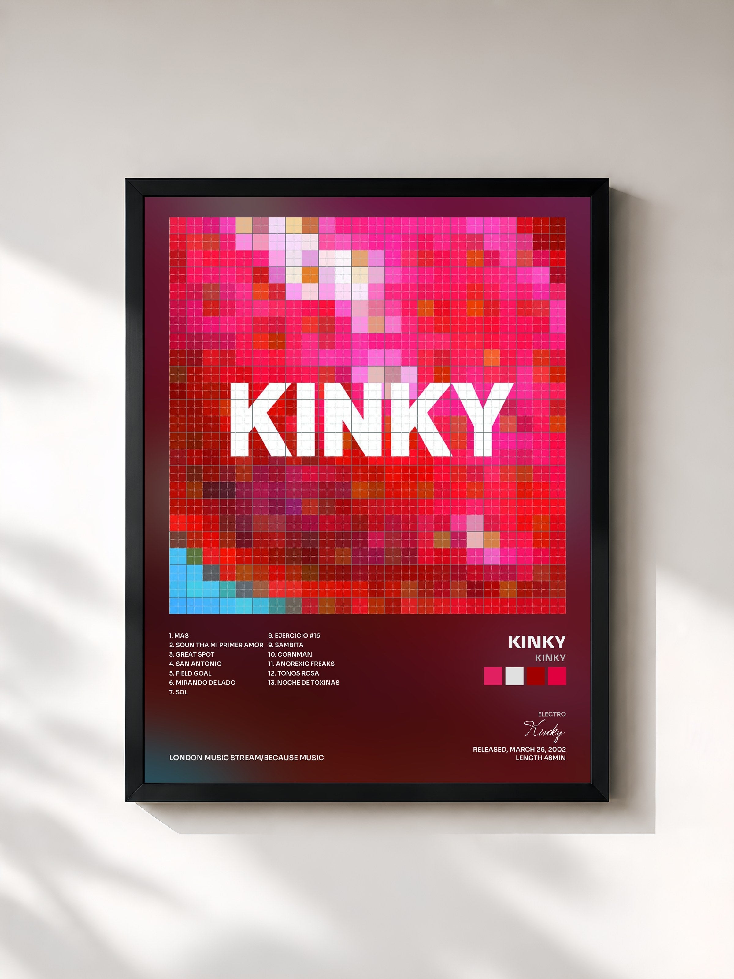 #noir Tableau de l'album Kinky de Kinky, cadre noir, imprimé et encadré en France